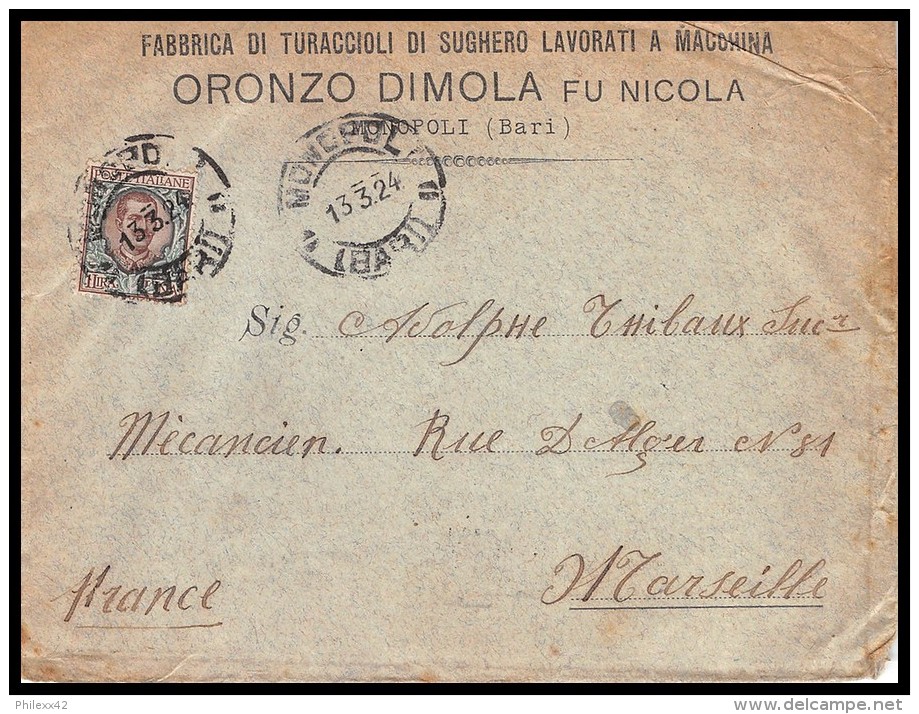 5609 Lettre Cover Bouches Du Rhone Italie Italy Pour Marseille Flier Secap Jeux Olympiques (olympic Games) Paris 1924 - Zomer 1924: Parijs