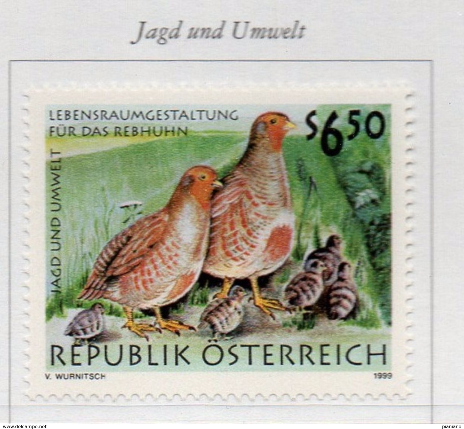 PIA  -  AUSTRIA  -  1999 : Caccia E Ambiente - Pernici Con Pulcini -   (UN 2110) - Grey Partridge