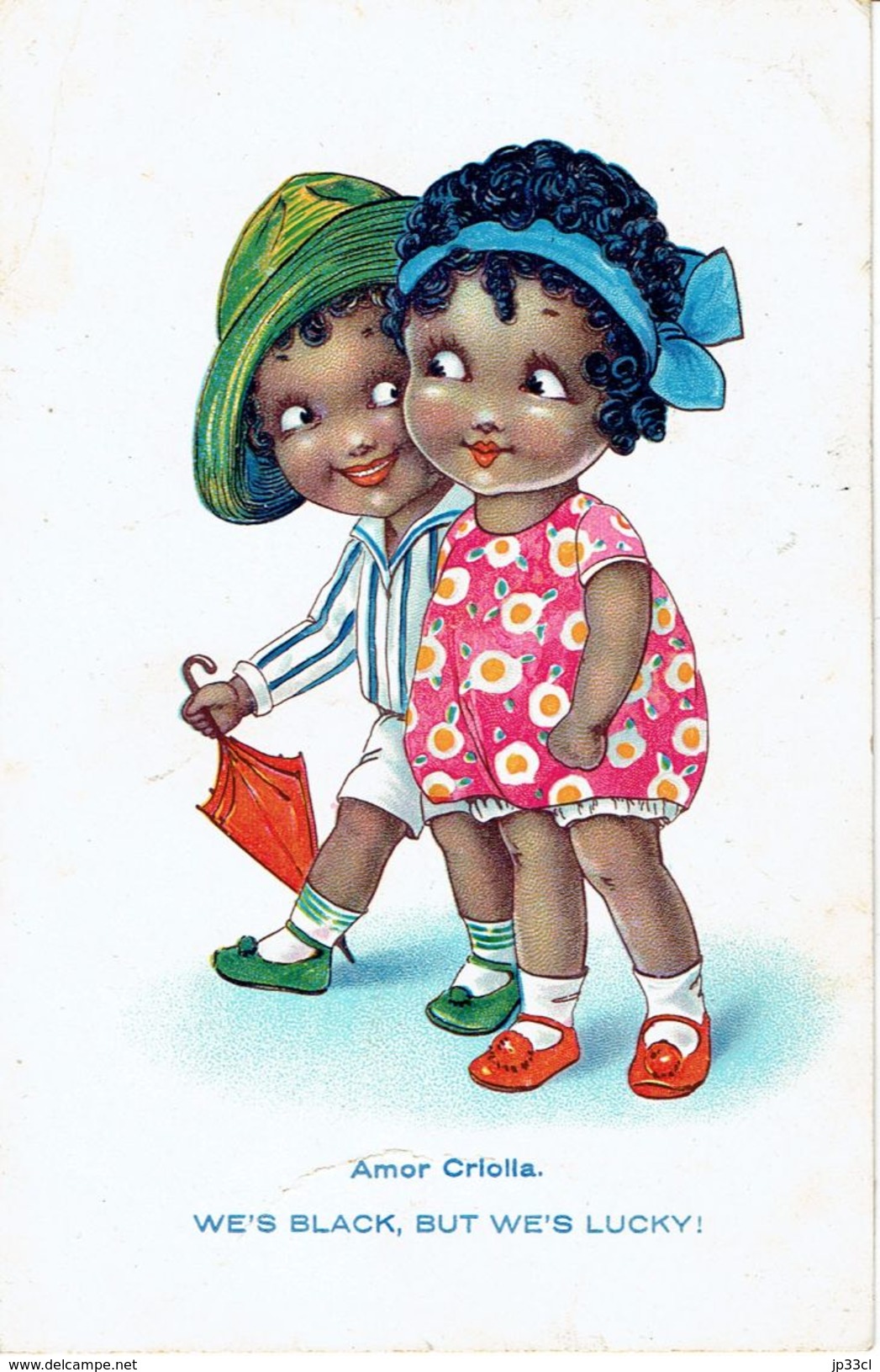 Racisme ? CPA A Connotation Raciste "Amor Criolla We's Black, But We's Lucky" ( 22/8/1935) Tout Est Dans Le "but" - Amérique