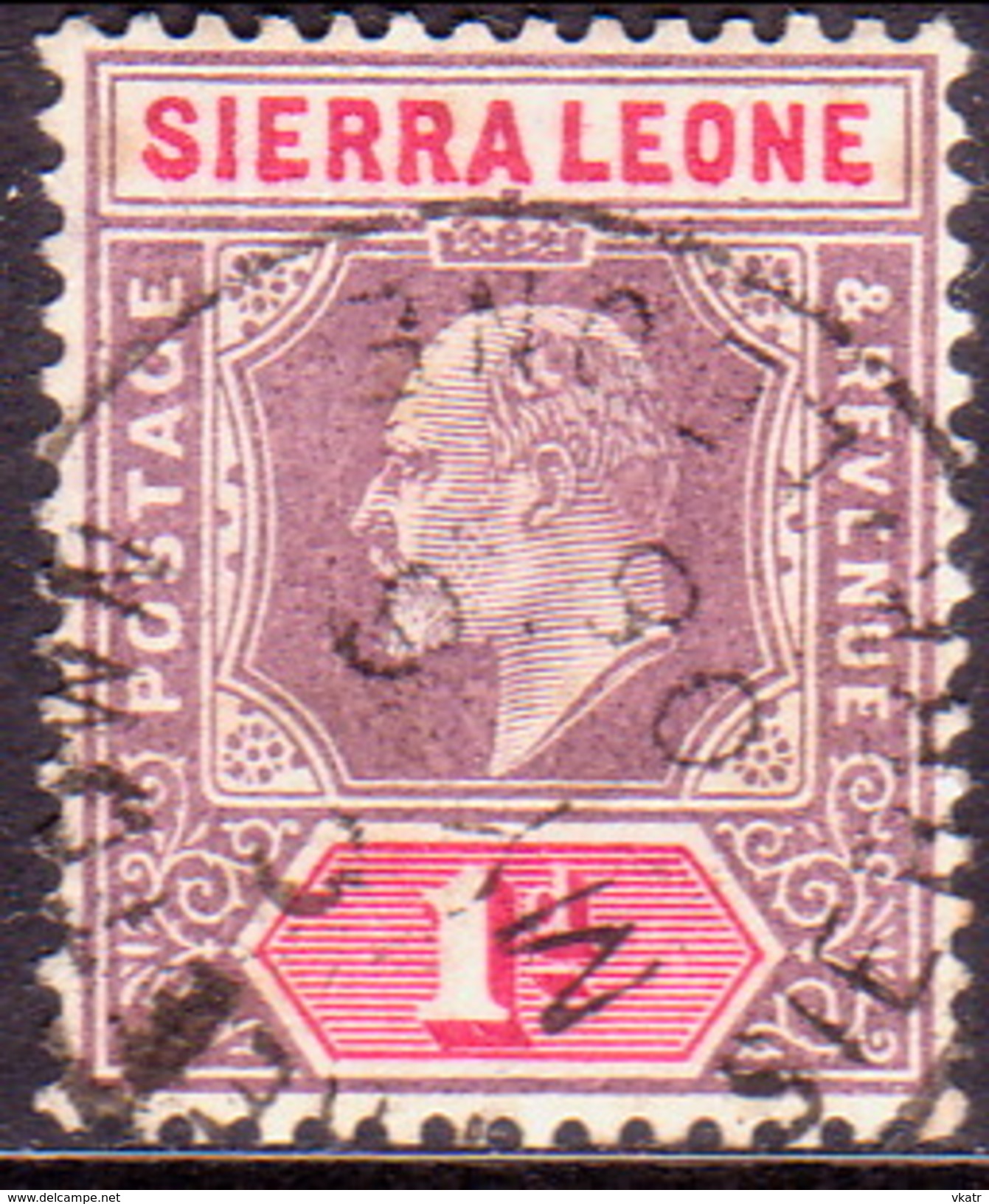 SIERRA LEONE 1904 SG #87 1d Used Wmk Mult.Crown CA Ordinary Paper - Sierra Leone (...-1960)