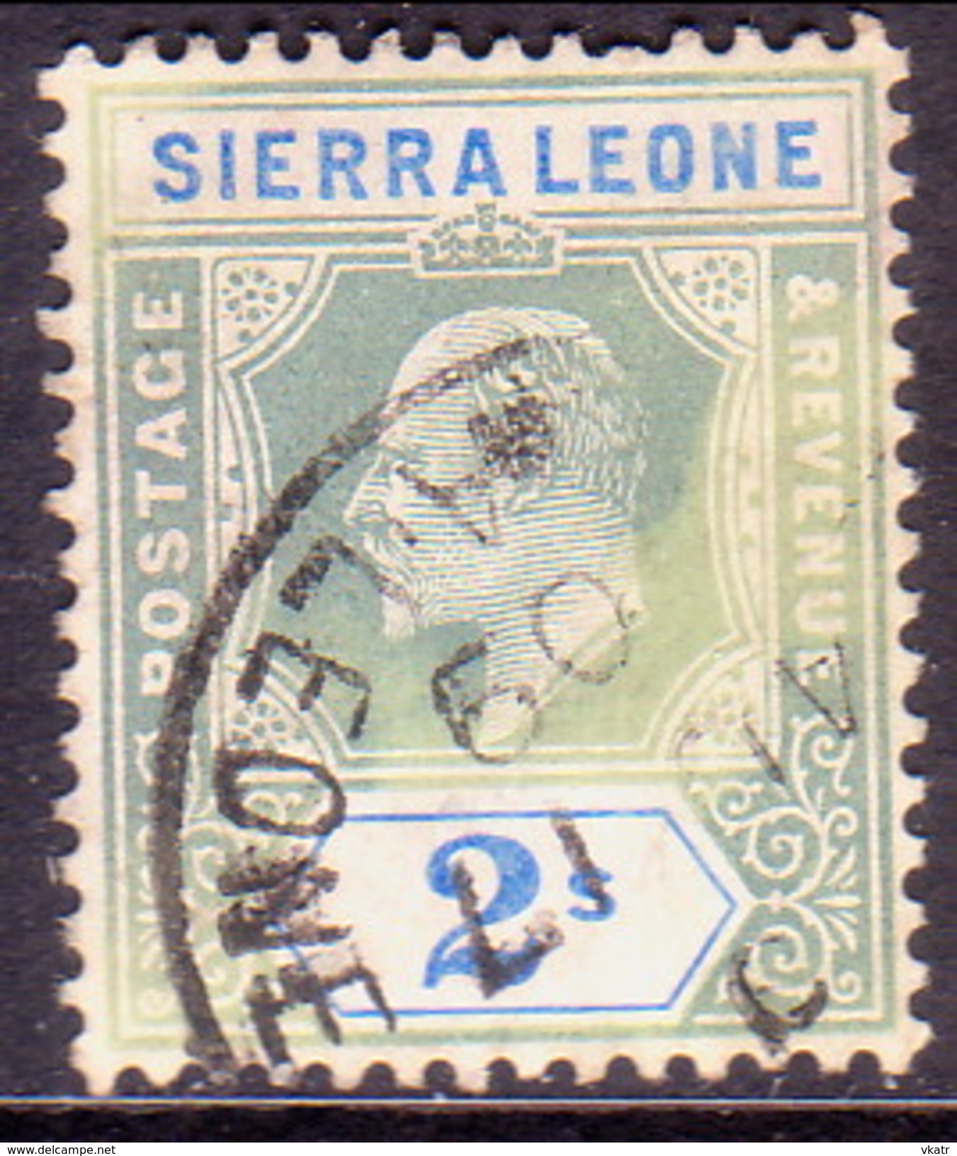 SIERRA LEONE 1905 SG #96 2sh Used Wmk Mult.Crown CA CV £38 Discoloured - Sierra Leone (...-1960)