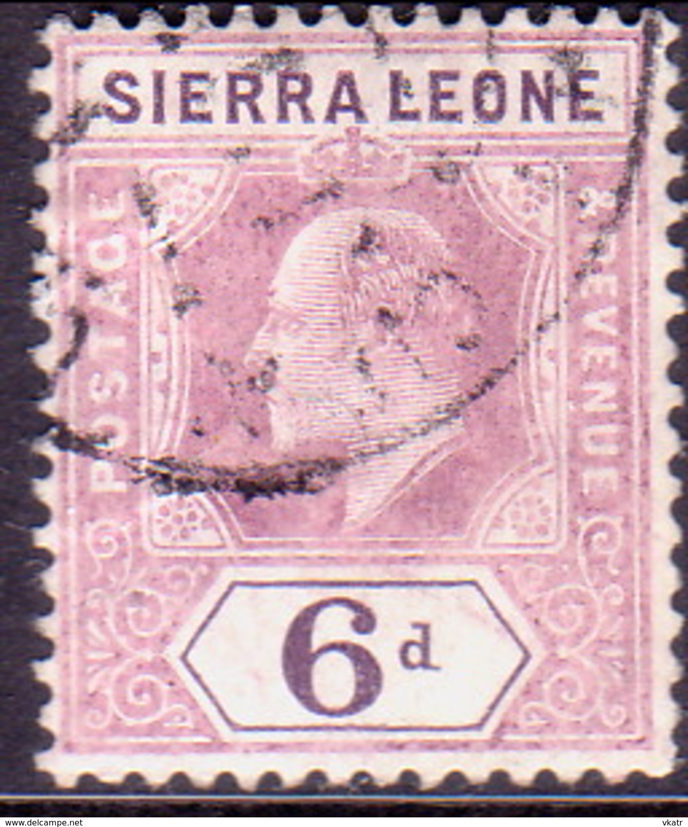 SIERRA LEONE 1908 SG #107 6d Used Dull And Bright Purple Wmk Mult.Crown CA - Sierra Leone (...-1960)