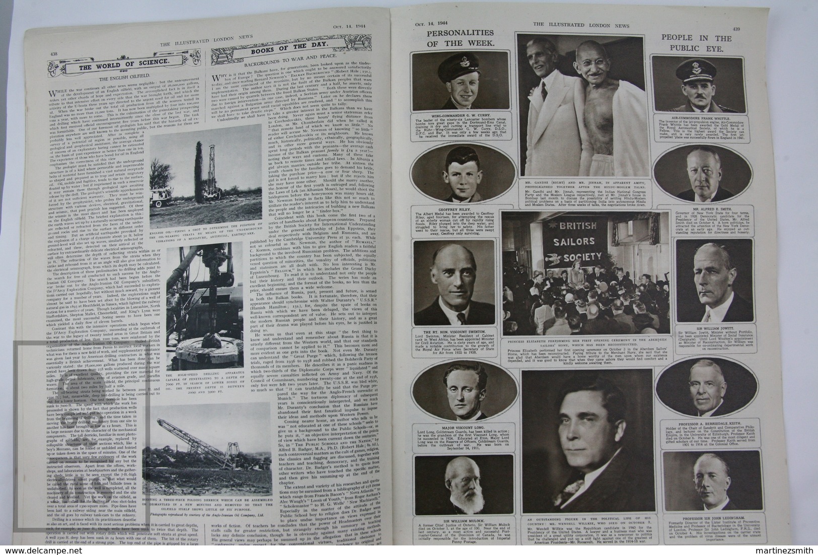 WWII The Illustrated London News, October 14, 1944 - The Fall Of Calais, Mr. Gandhi And Mr. Jinnah - Histoire