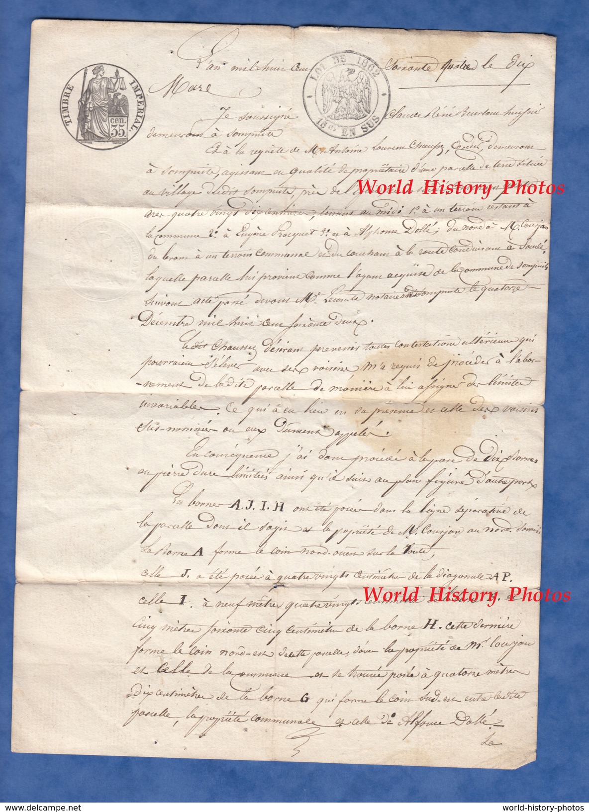 Document Ancien De 1864 - SOMPUIS ( Marne ) - Concernant Une Parcelle - Bornage - Plan Au Verso - Historical Documents