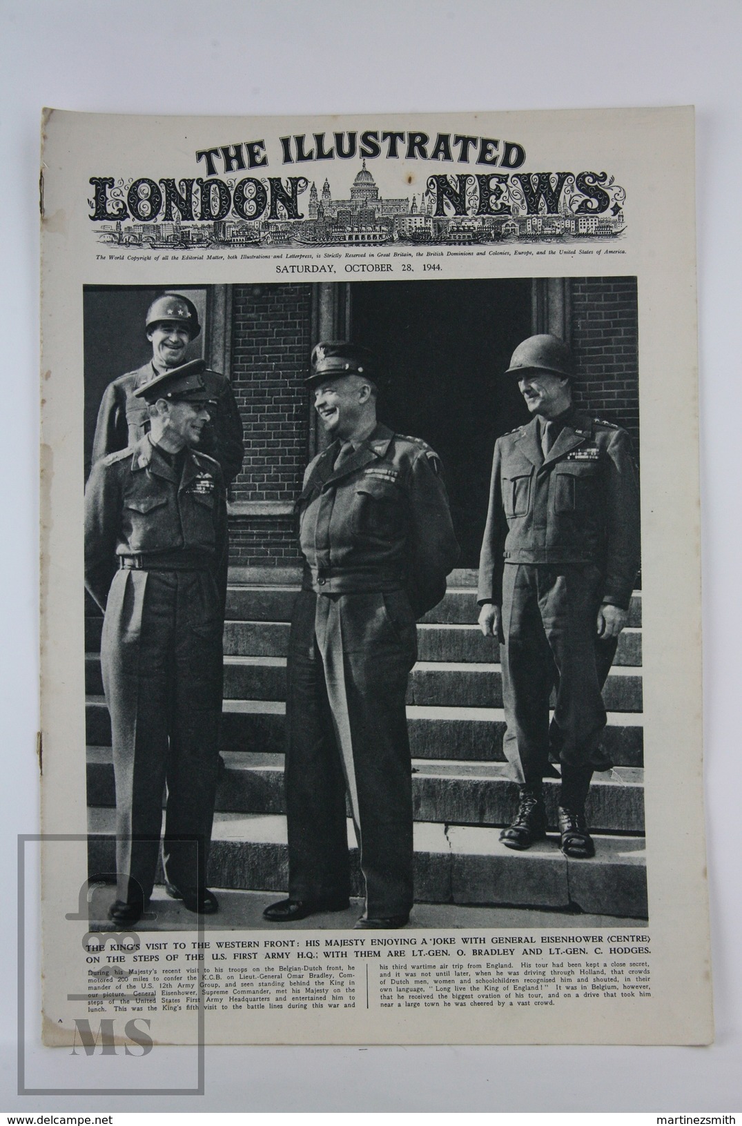 WWII The Illustrated London News, October 28, 1944 - King George VI And General Eisenhower, Polish Patriots Surrender - Historia