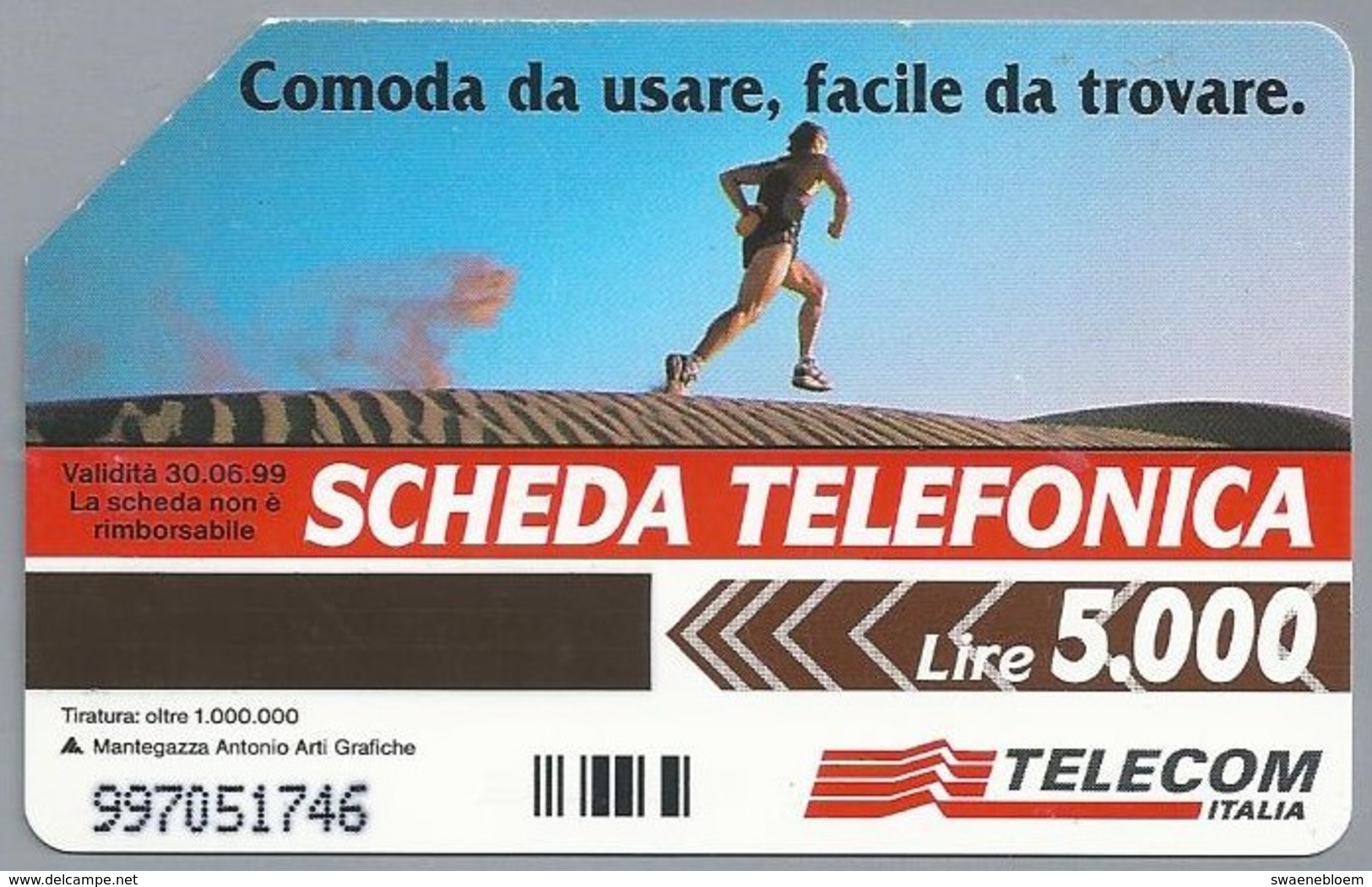 IT.- SCHEDA TELEFONICA. TELECOM ITALIA LIRE 5.000. Comoda Da Udare, Facile Da Trovare. Non Cercarla Lontano. 2 Scans - Openbare Reclame