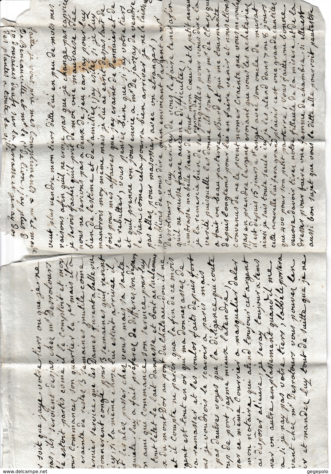 Lettre Envoyée De Clermont En 1780 à Destination Du Comte Delaistrer ? Au Château De Colombelle Près De Caen ( 14 ) Rare - 1701-1800: Précurseurs XVIII