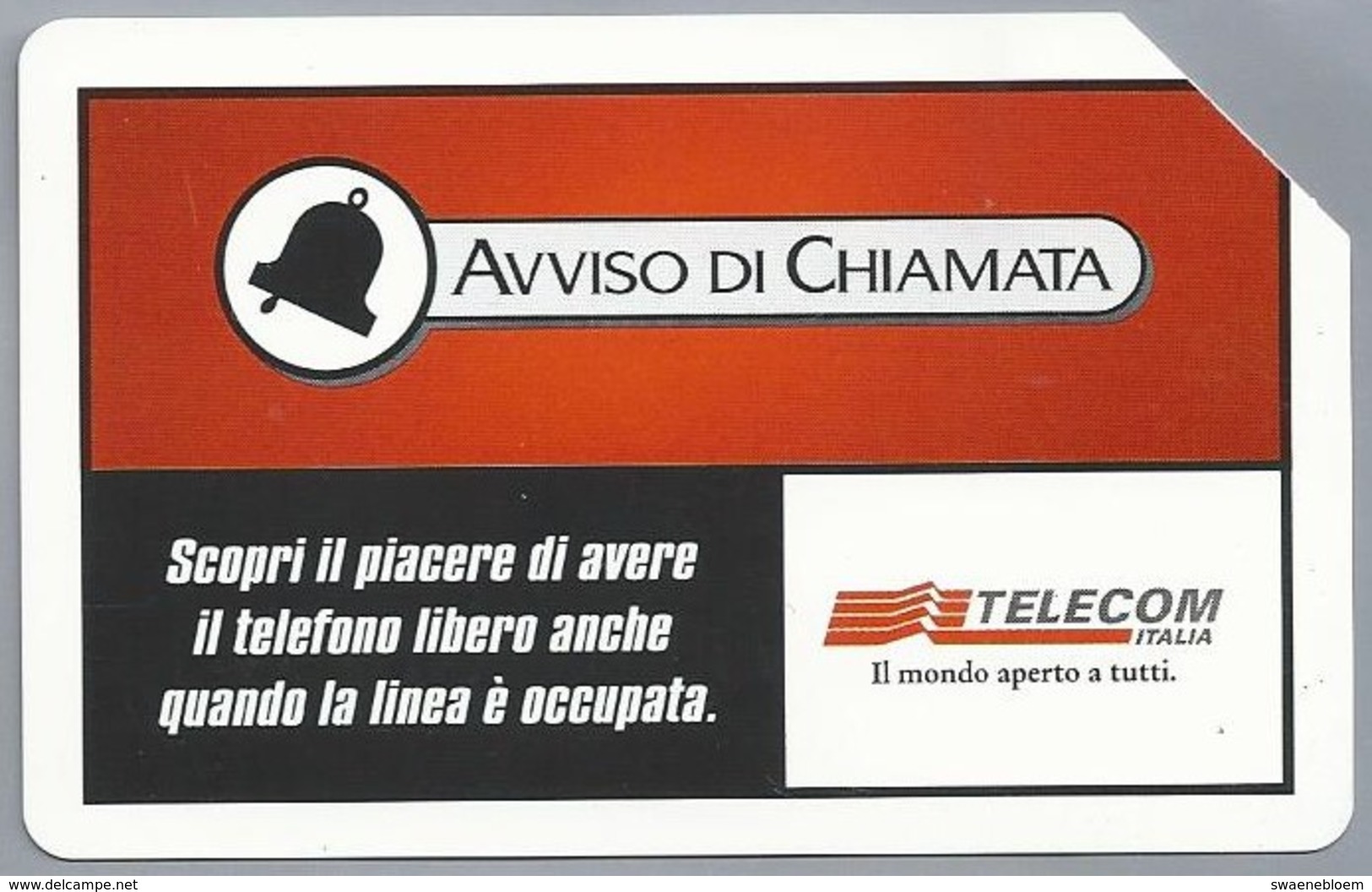 IT.- SCHEDA TELEFONICA. TELECOM ITALIA LIRE 5.000. € 2.58. AVISSO DI CHIAMATA.  2 Scans - Openbare Reclame