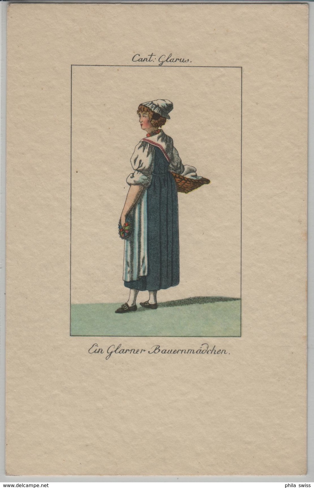 Ein Glarner Bauernmädchen - Schweizer Trachten Um 1800 - Autres & Non Classés