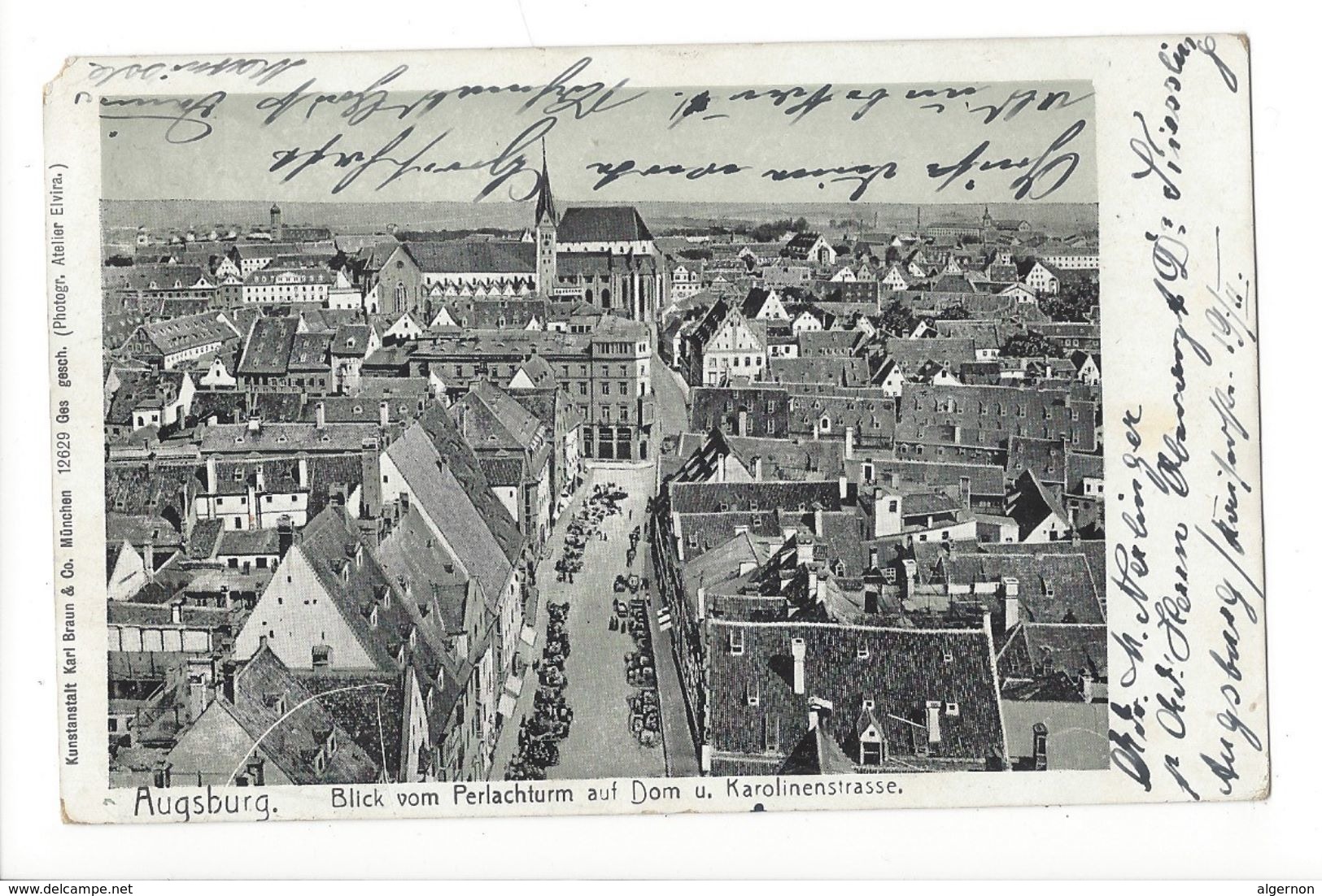 18473 - Augsburg Blick Vom Perlachturm Auf Dem Dom U. Karolinenstrasse (attention Coin Cassé) - Augsburg