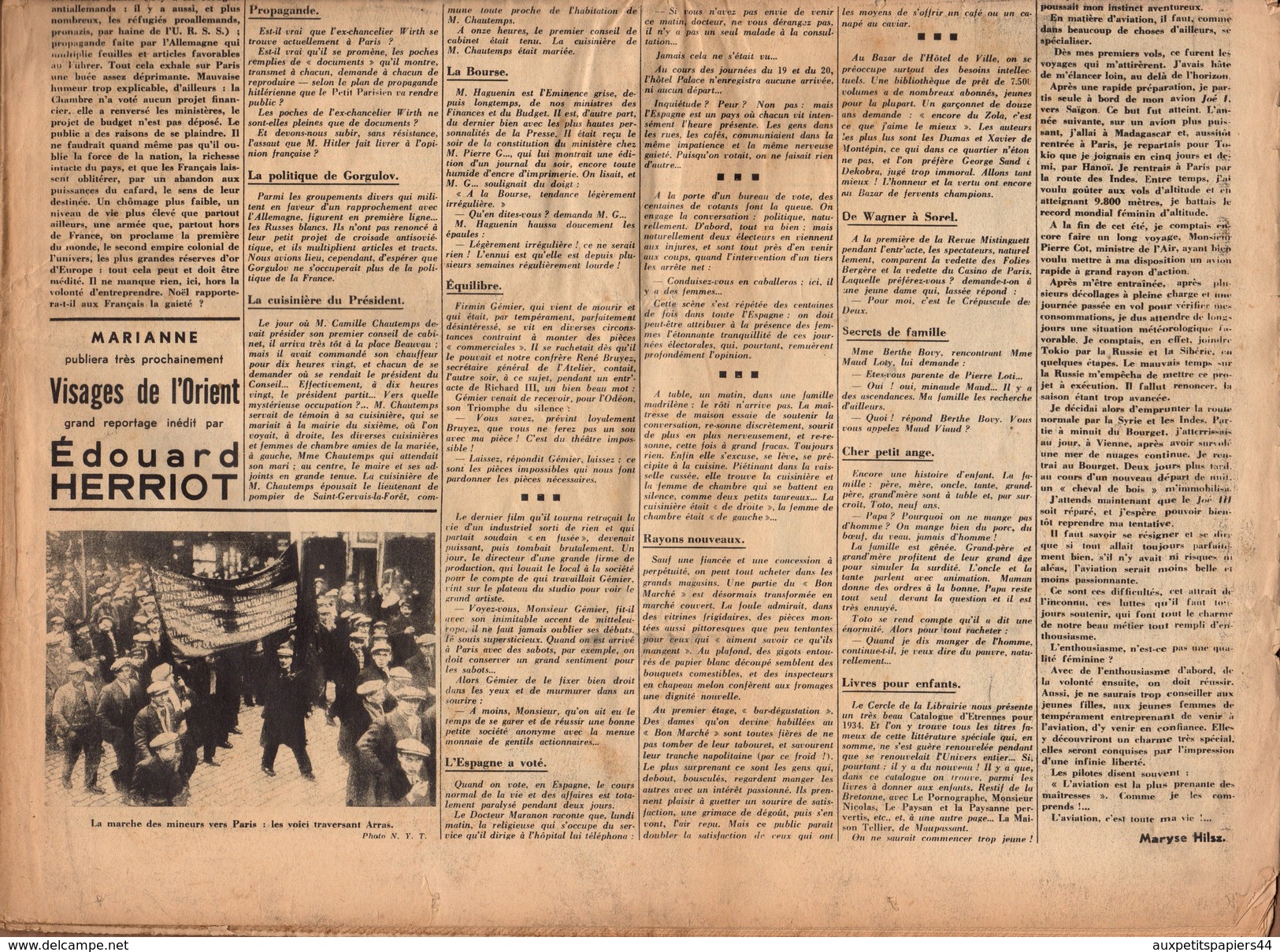 Journal MARIANNE Du Mercredi 16.12.1933 - 2ème Année N°59 - Caricatures, Pub & Propagande Nazi Pour Hitler ! 16 Pages - Autres & Non Classés