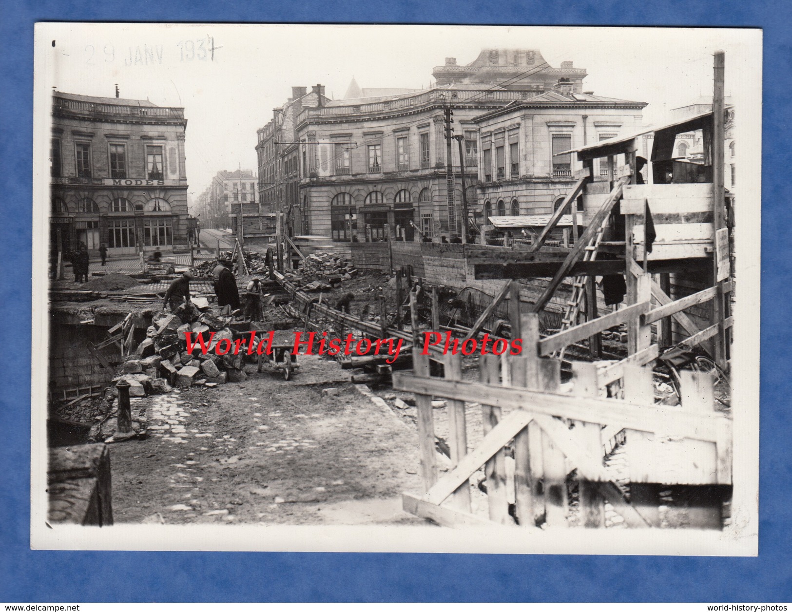 Photo Ancienne - CHALONS Sur MARNE - Réfection Du Pont - 29 Janvier 1937 - Magasin De Modes - Boucherie - Métiers