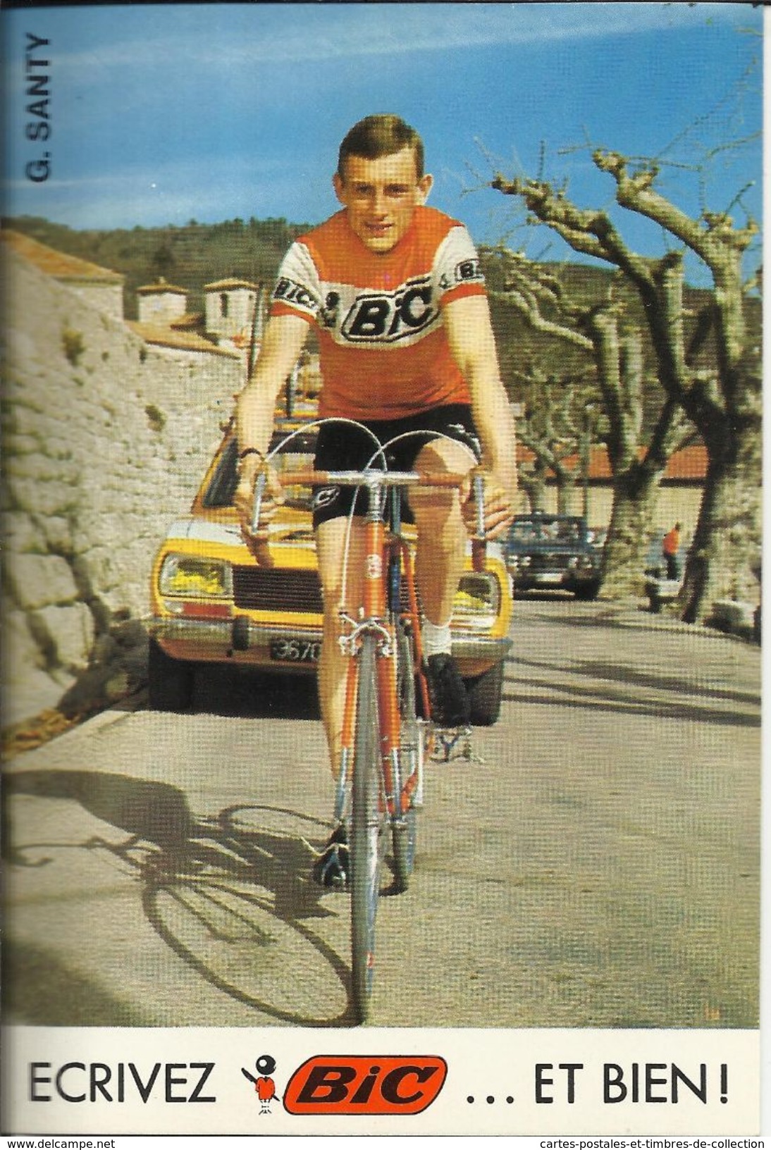 Coureur Cycliste De L'équipe Française  " BIC " , G. SANTY , Photo Cartonnée - Cyclisme