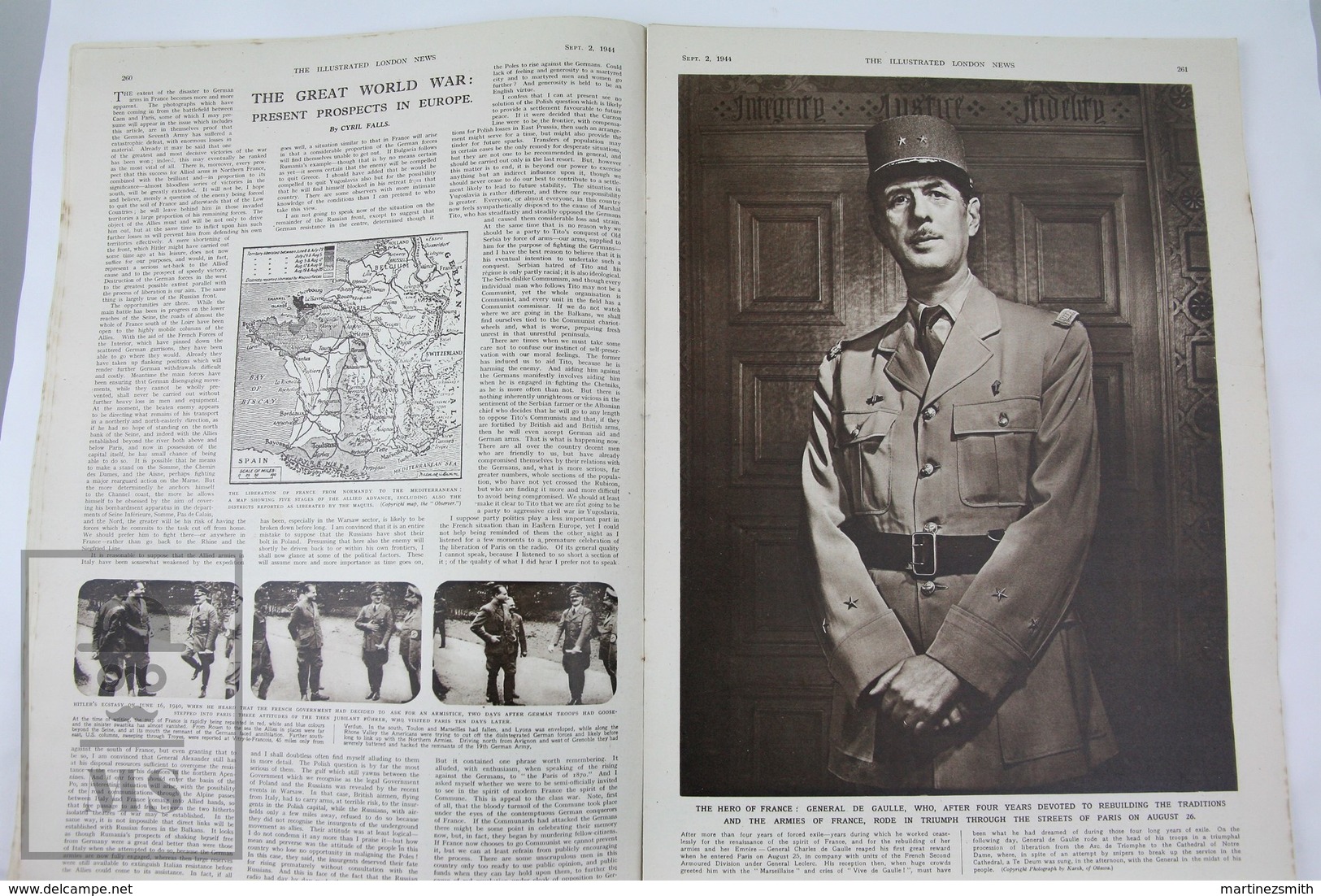 WWII The Illustrated London News, September 2, 1944 - Bernard Montgomery And His Generals, General De Gaulle - Geschichte