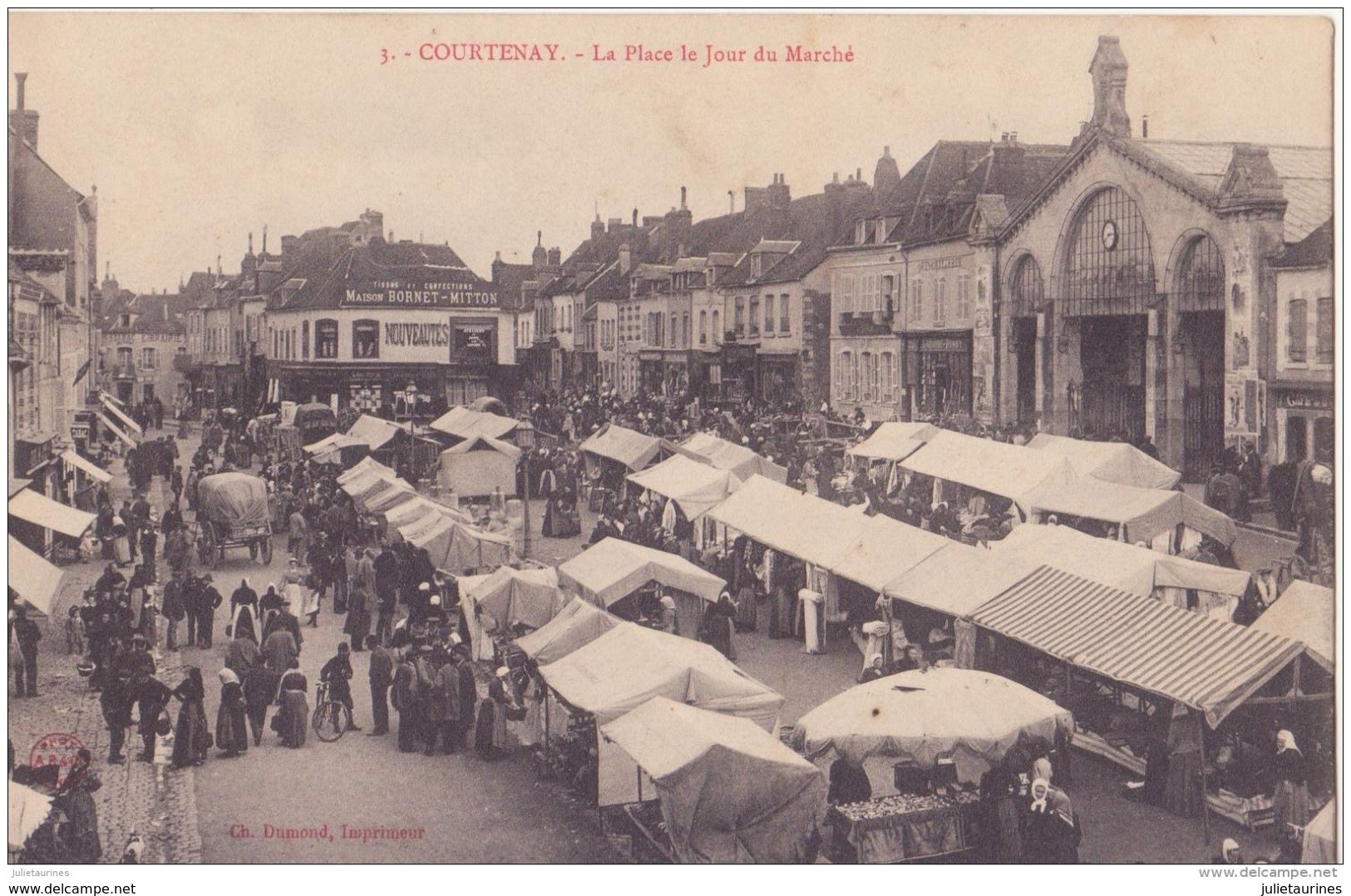 45 COURTENAY PLACE LE JOUR DU MARCHÉ CPA BON ÉTAT - Courtenay