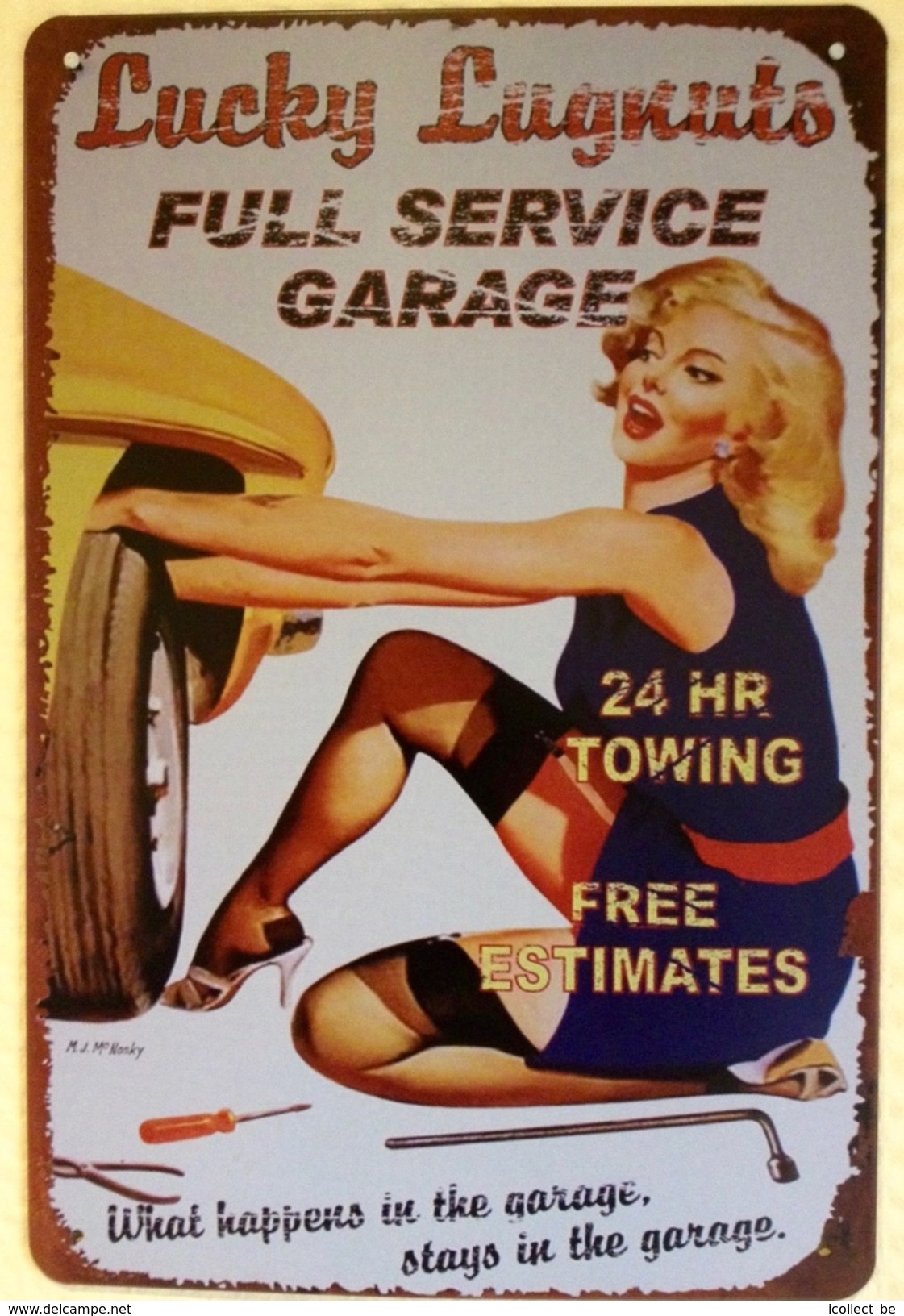 PIN-UP CAR REPAIR - TIN SIGNS - Plaque Métallique Publicitaire Décorative - Plaques En Tôle (après 1960)