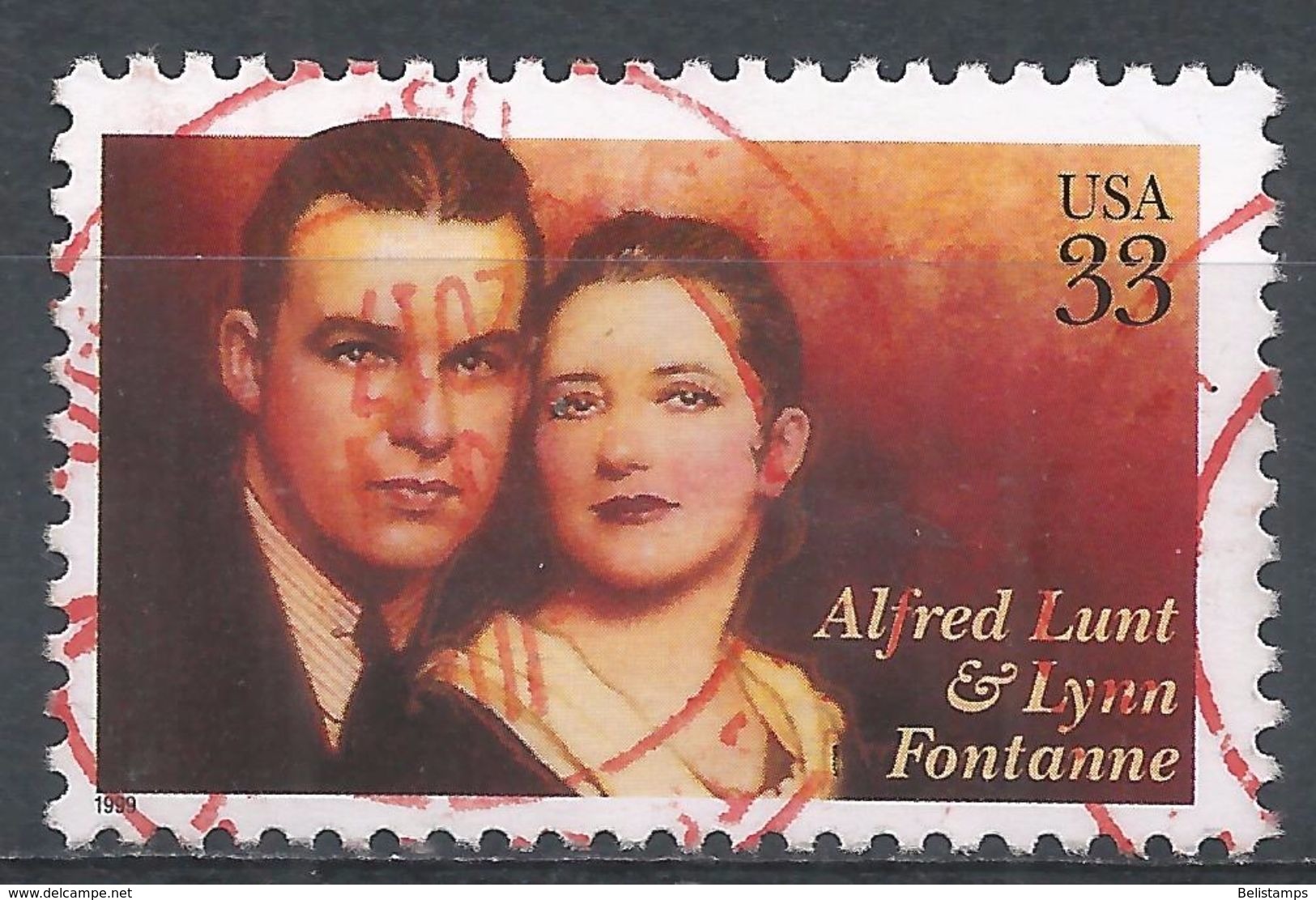 United States 1999. Scott #3287 (U) Alfred Lunt (1892-1977) & Lynn Fontanne (1887-1983), Actors - Oblitérés