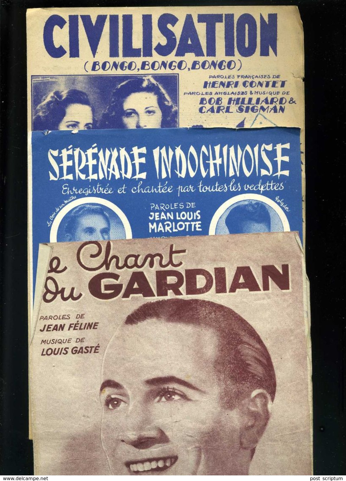 Vieux papiers - Partition - musique - lot de 80 partitions - succès anciens - chansons et divers styles