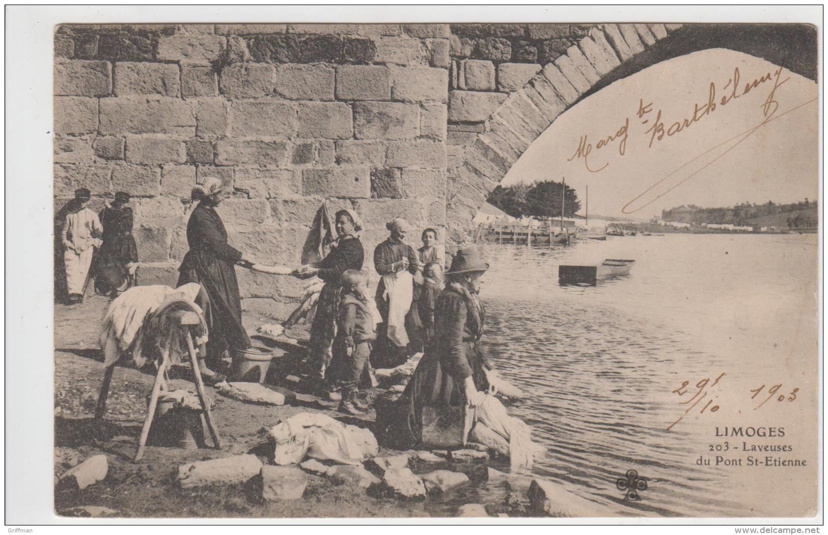 LIMOGES LAVEUSES DU PONT SAINT ETIENNE PRECURSEUR 1903 TBE - Limoges