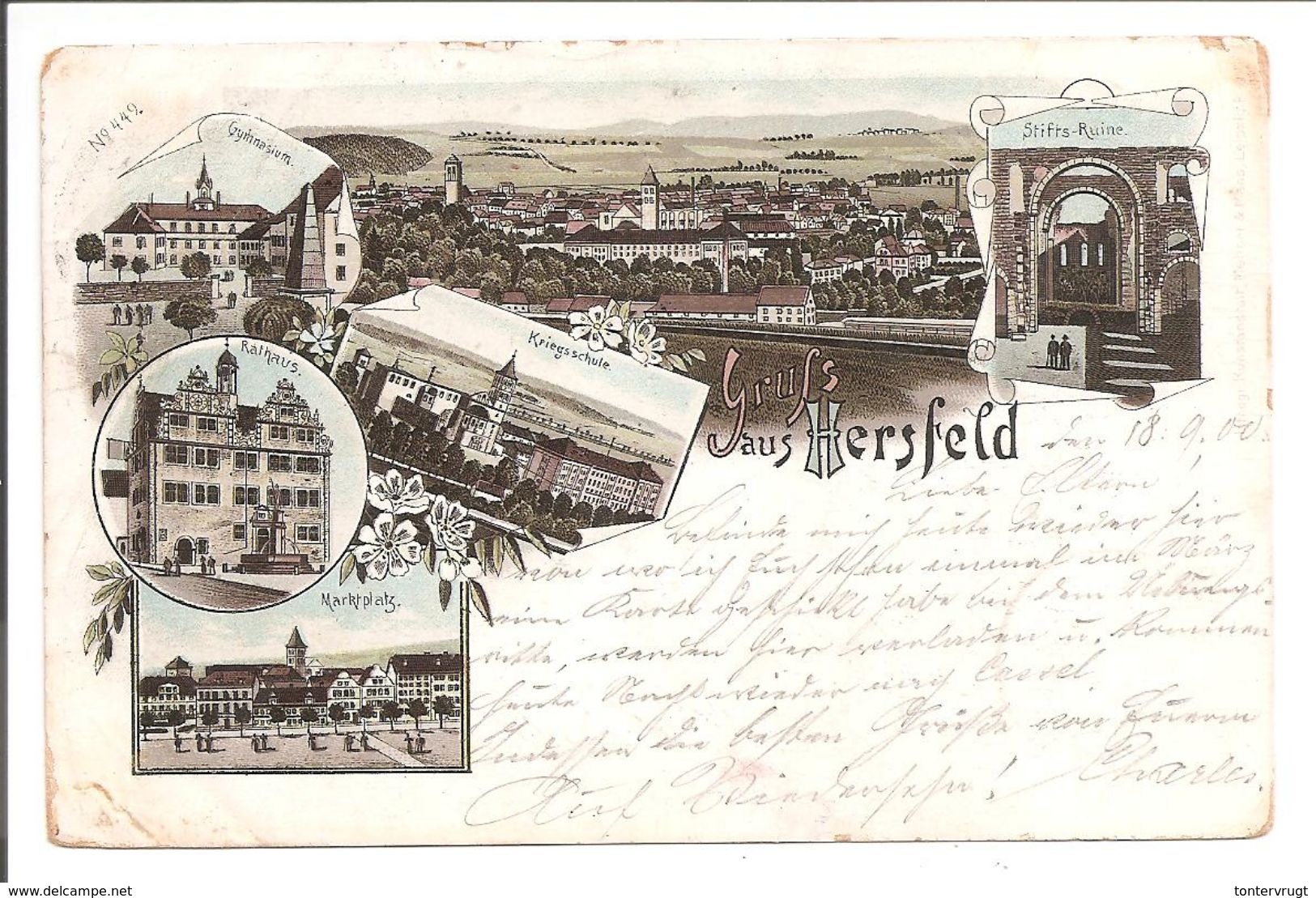 Bad Hersfeld. Lithokarte 1900. Kriegsschule U.a. - Bad Hersfeld