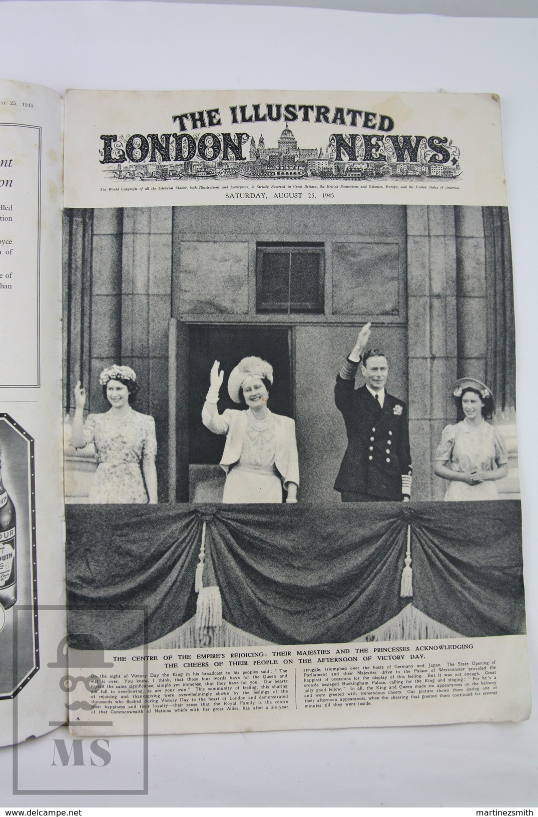 WWII The Illustrated London News, August 25, 1945 - Their Majesties And The Princesses Of England - Storia