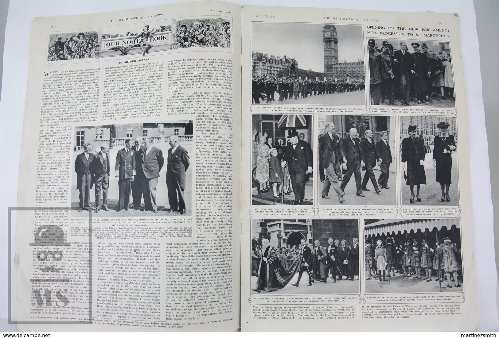 WWII The Illustrated London News, August 25, 1945 - Their Majesties And The Princesses Of England - Storia