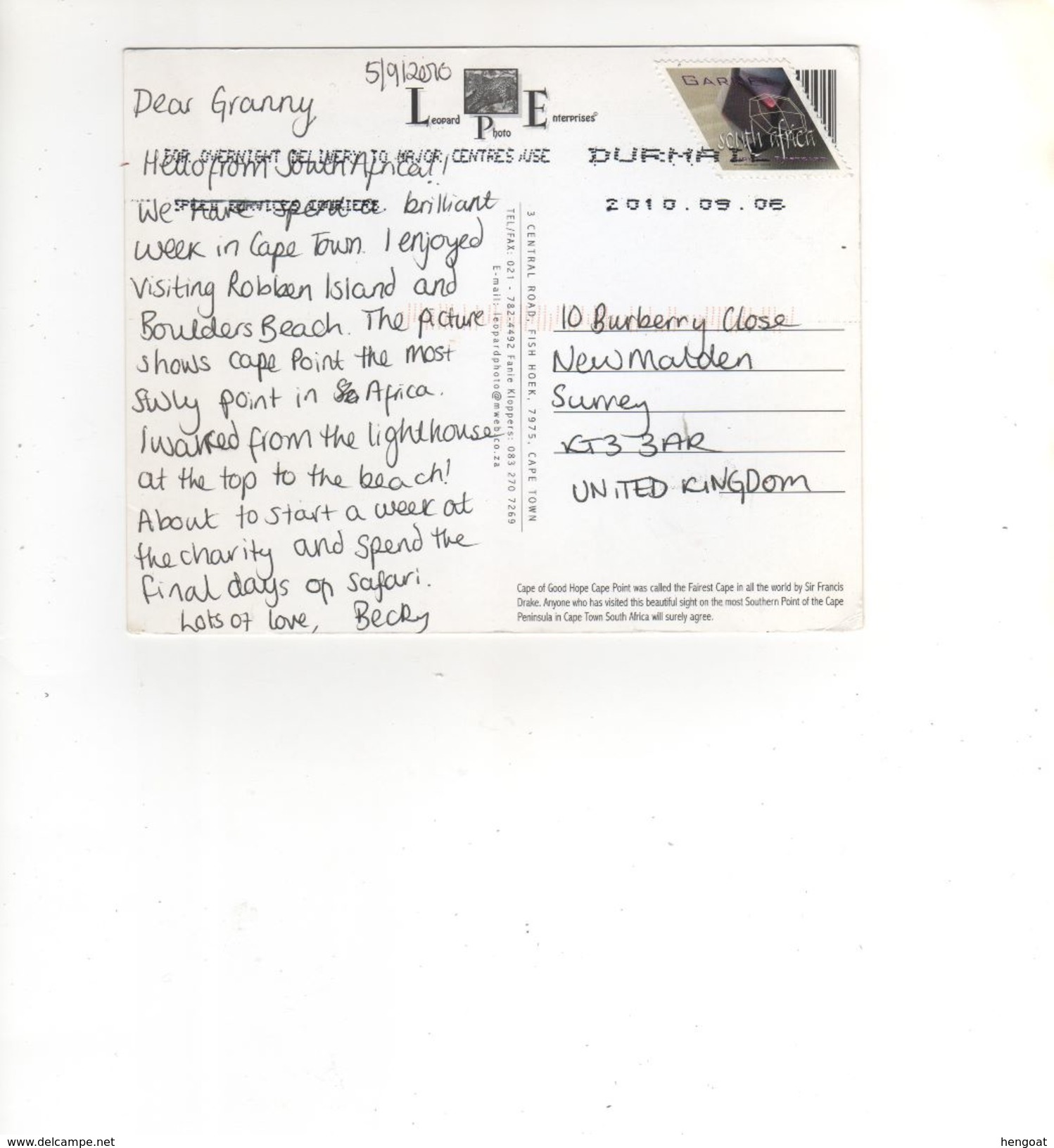 Beau Timbre Sur Carte , Postcard Du 06/09/2010 - Briefe U. Dokumente