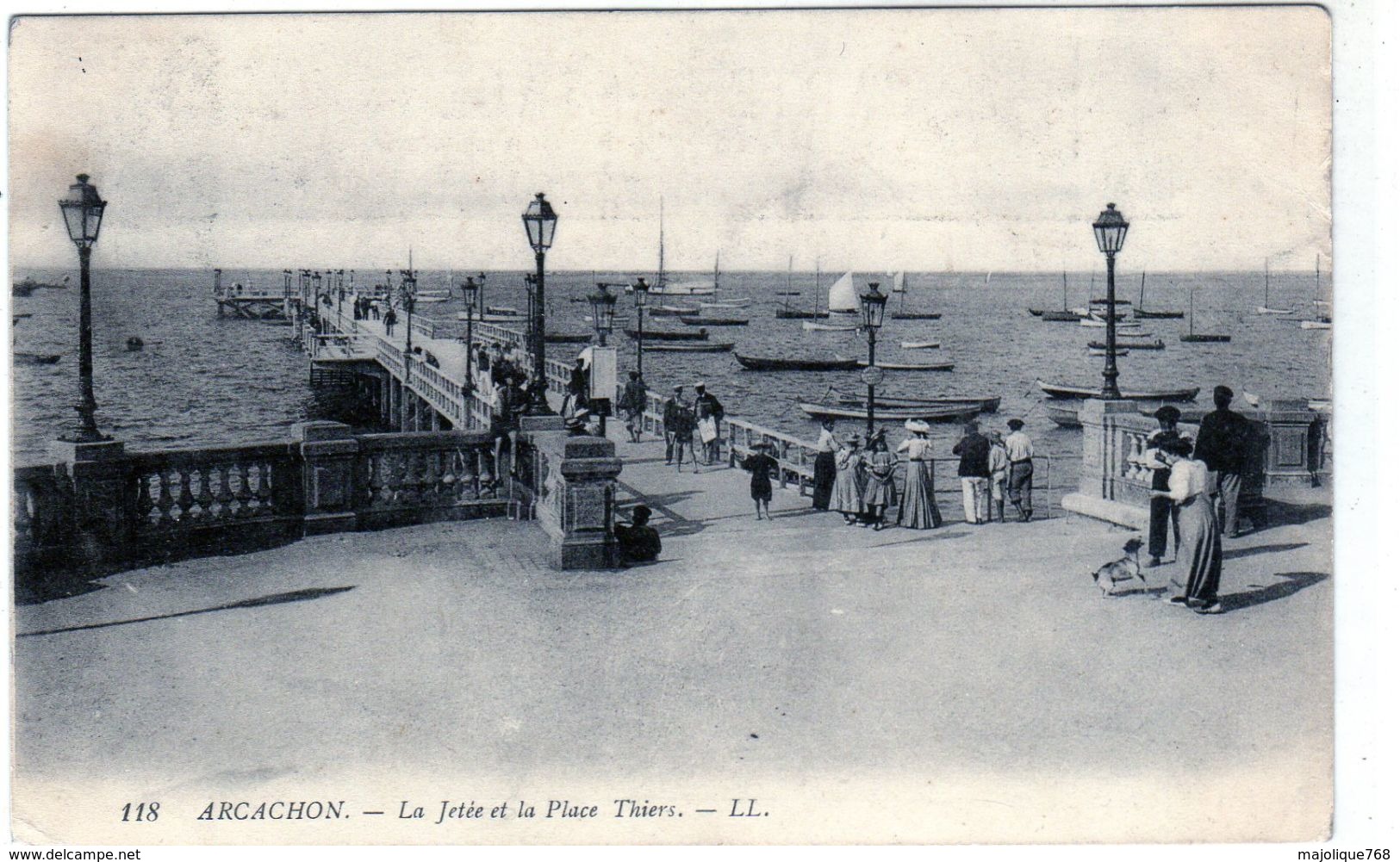 Cpa De Arcachon - La Jetée Et La Place Thiers - - Arcachon