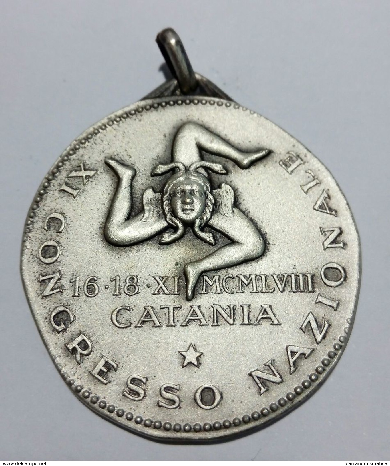 MEDAGLIA -  ISTITUTO Del NASTRO AZZURRO -  IX Congresso Nazionale (CATANIA 1958) Metallo Bianco / 36mm - Altri & Non Classificati