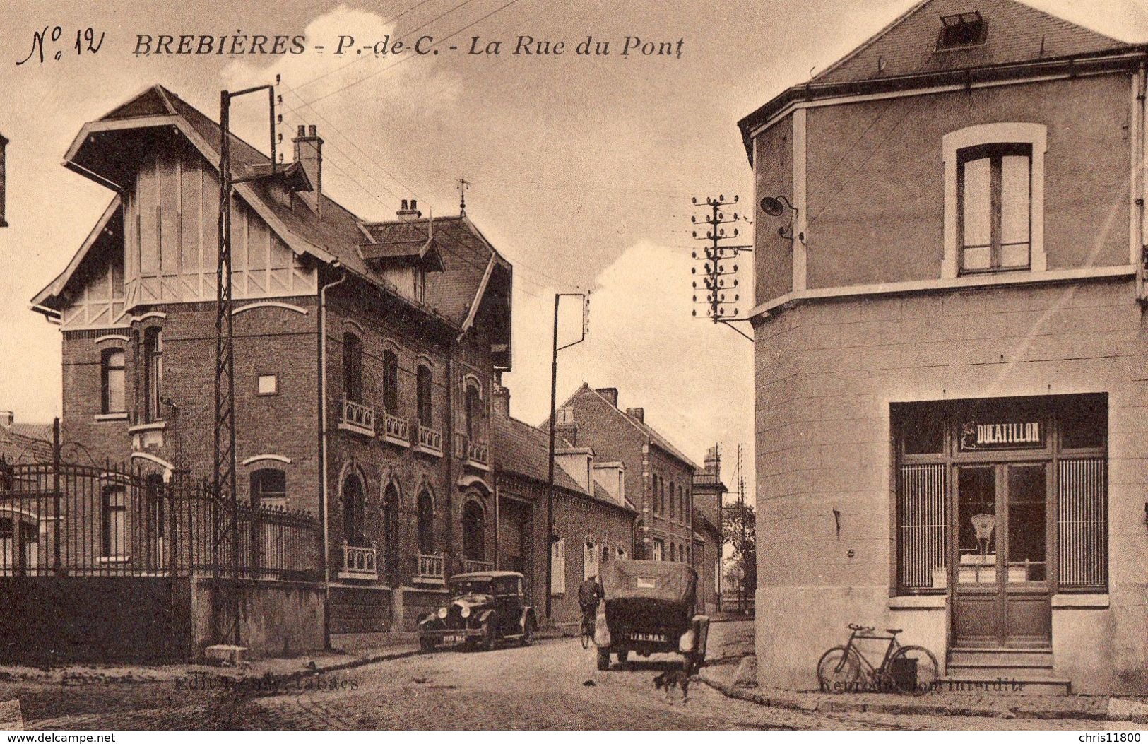 CPA - 62 - BREBIERES - La Rue Du Pont - Editeur Remy, Tabacs - Autres & Non Classés