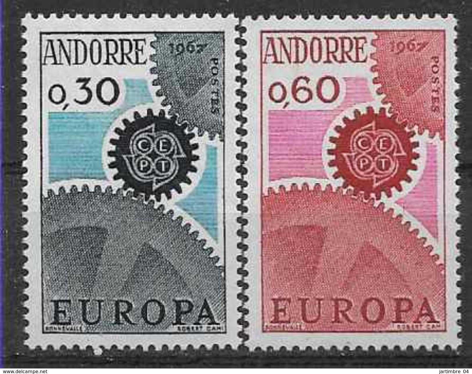 1967 ANDORRE Français 179-80** Europa, Dents Légèrement Courtes - Unused Stamps