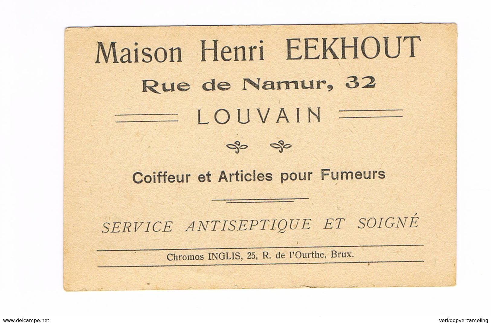 LEUVEN Maison Henri Eekhout Coiffeur 6cm Op 9 Cm Visitekaartje - Leuven