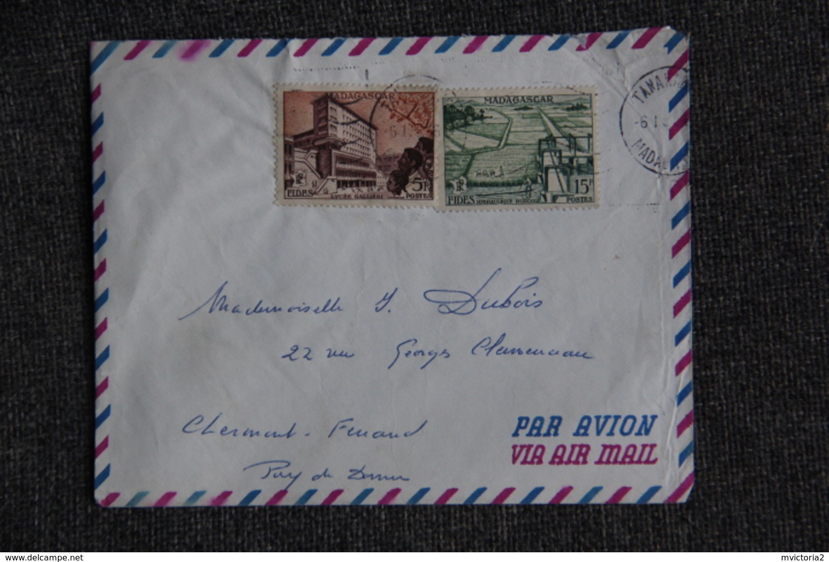 Lettre De MADAGASCAR ( TANANARIVE ) Vers FRANCE ( CLERMONT FERRAND). - Covers & Documents