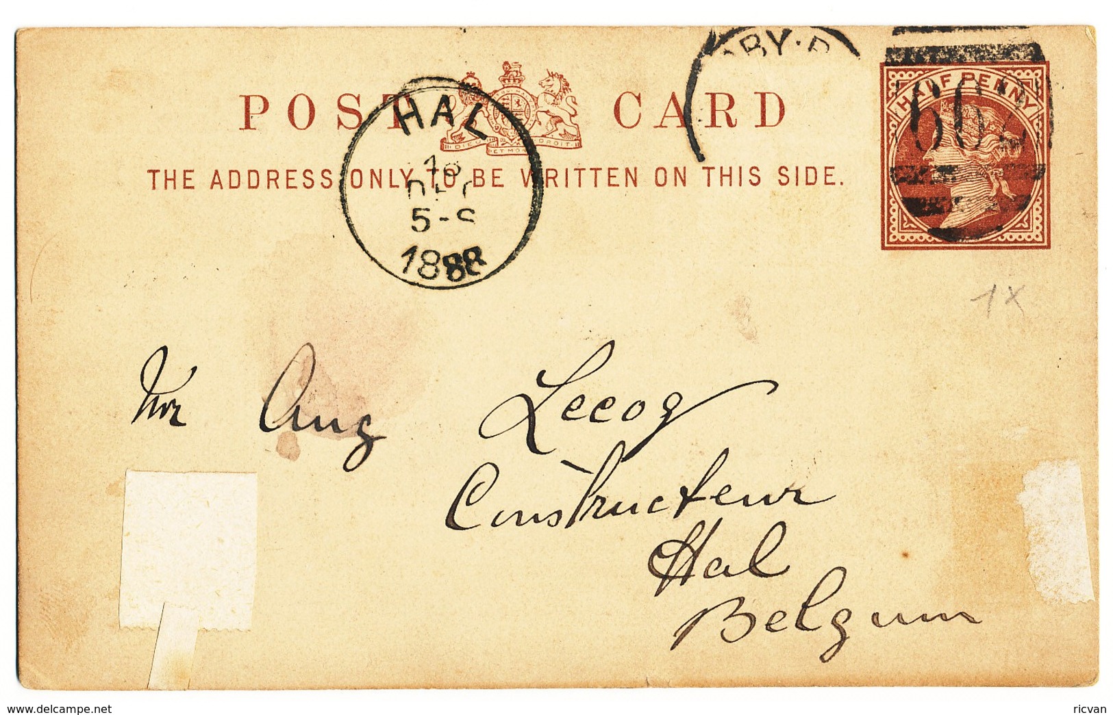 1888 BRITSE POST CARD AANKOMSTSTEMPEL HAL ZIE SCAN(S) - Other & Unclassified