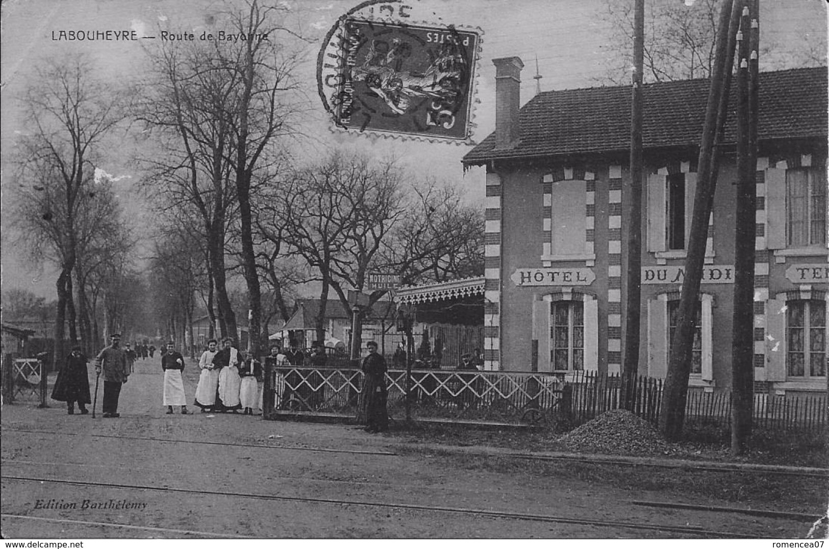 LABOUHEYRE (Landes) - Lot De 2 CPA - ROUTE De BAYONNE - Vues Sur L'Hôtel Du Midi - Animées - Voyagées - Autres & Non Classés