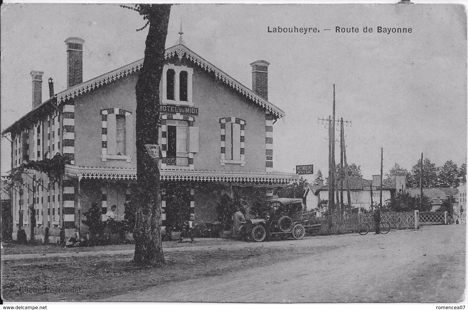 LABOUHEYRE (Landes) - Lot De 2 CPA - ROUTE De BAYONNE - Vues Sur L'Hôtel Du Midi - Animées - Voyagées - Autres & Non Classés