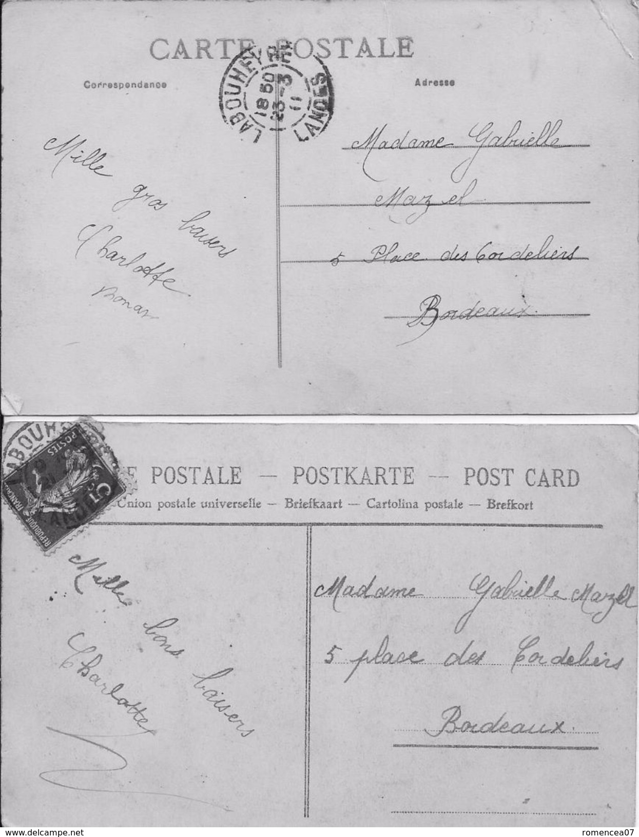 LABOUHEYRE (Landes) - Lot De 2 CPA - ROUTE De BAYONNE - Vues Sur L'Hôtel Du Midi - Animées - Voyagées - Autres & Non Classés