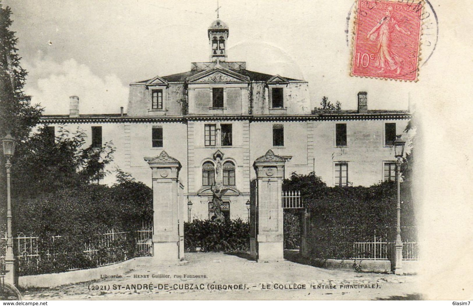 CPA - SAINT-ANDRE-de-CUBZAC (33) - Aspect De L'entrée Principale Du Collège En 1906 - Other & Unclassified