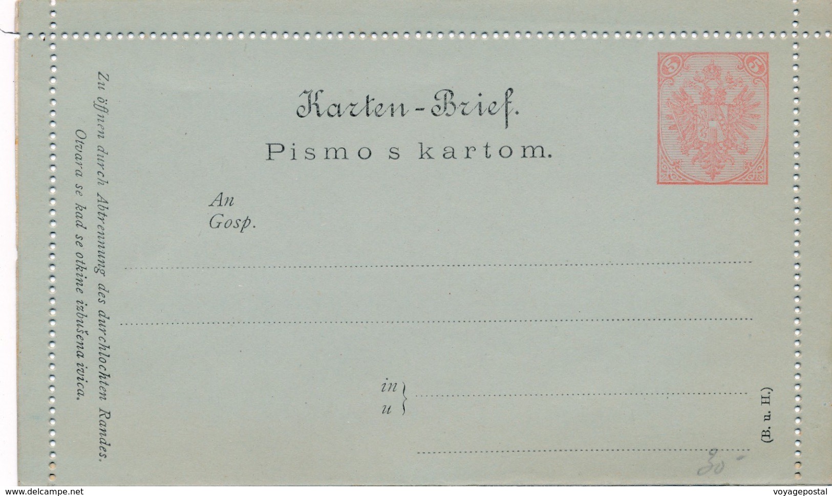 Entier Postal Neuf Pismo 10 Bosnie - Bosnie-Herzegovine