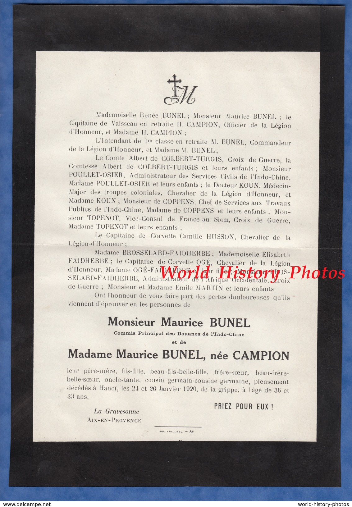 Document Ancien De 1898 - LA GRAVESONNE , Aix En Provence - Maurice BUNEL Commis Principal Des Douanes Indochine Hanoï - Documents Historiques