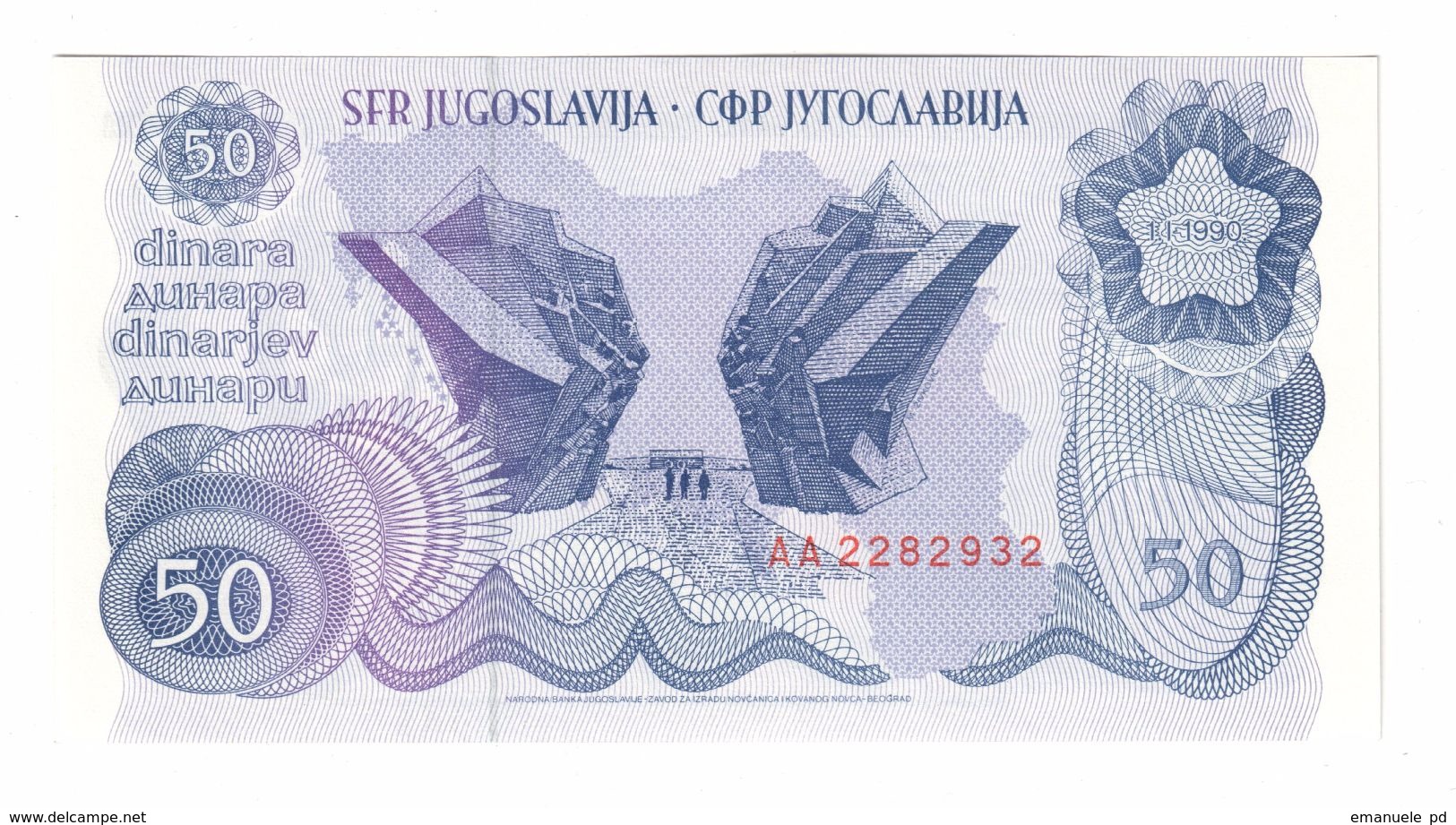 YUGOSLAVIA UNC 50 Dinara 01/01/1990 Pick 101 - Yugoslavia