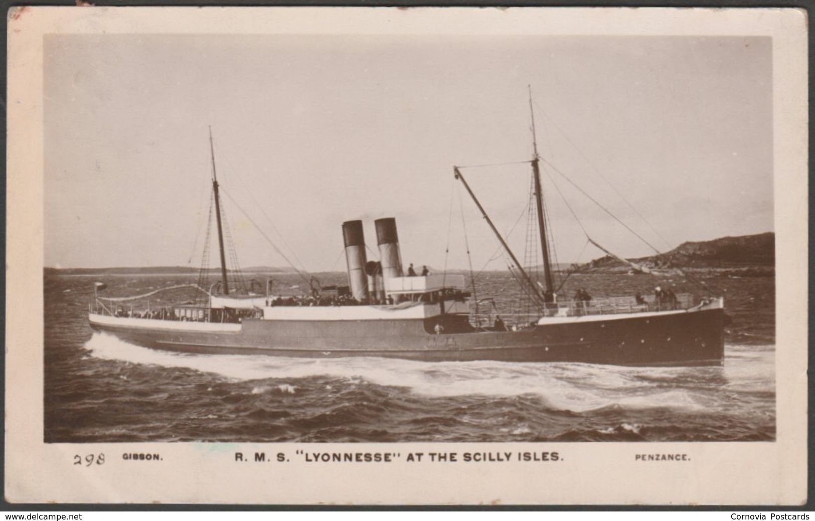 R.M.S. Lyonesse At The Scilly Isles, 1913 - Gibson RP Postcard - Steamers