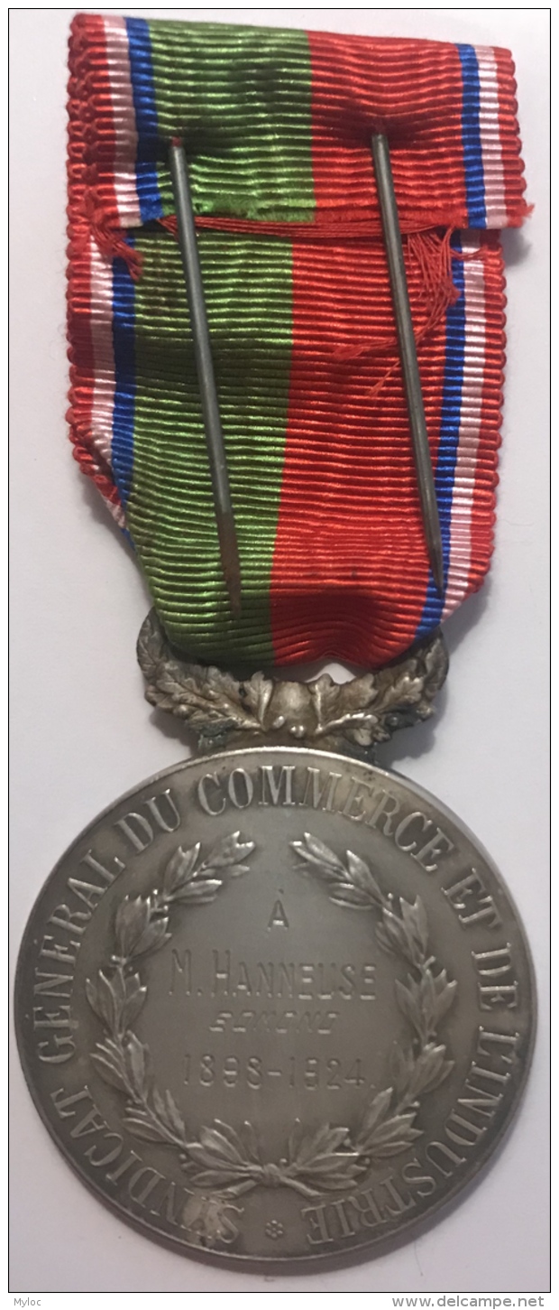 Medaille Civique. Honneur Au Travail. Syndicat Général Du Commerce Et De L'Industrie. 1898-1924 - Professionals / Firms