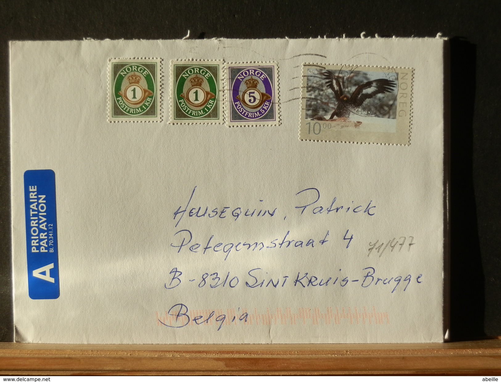 71/476    LETTRE NORGE POUR LA BELG. - Aigles & Rapaces Diurnes