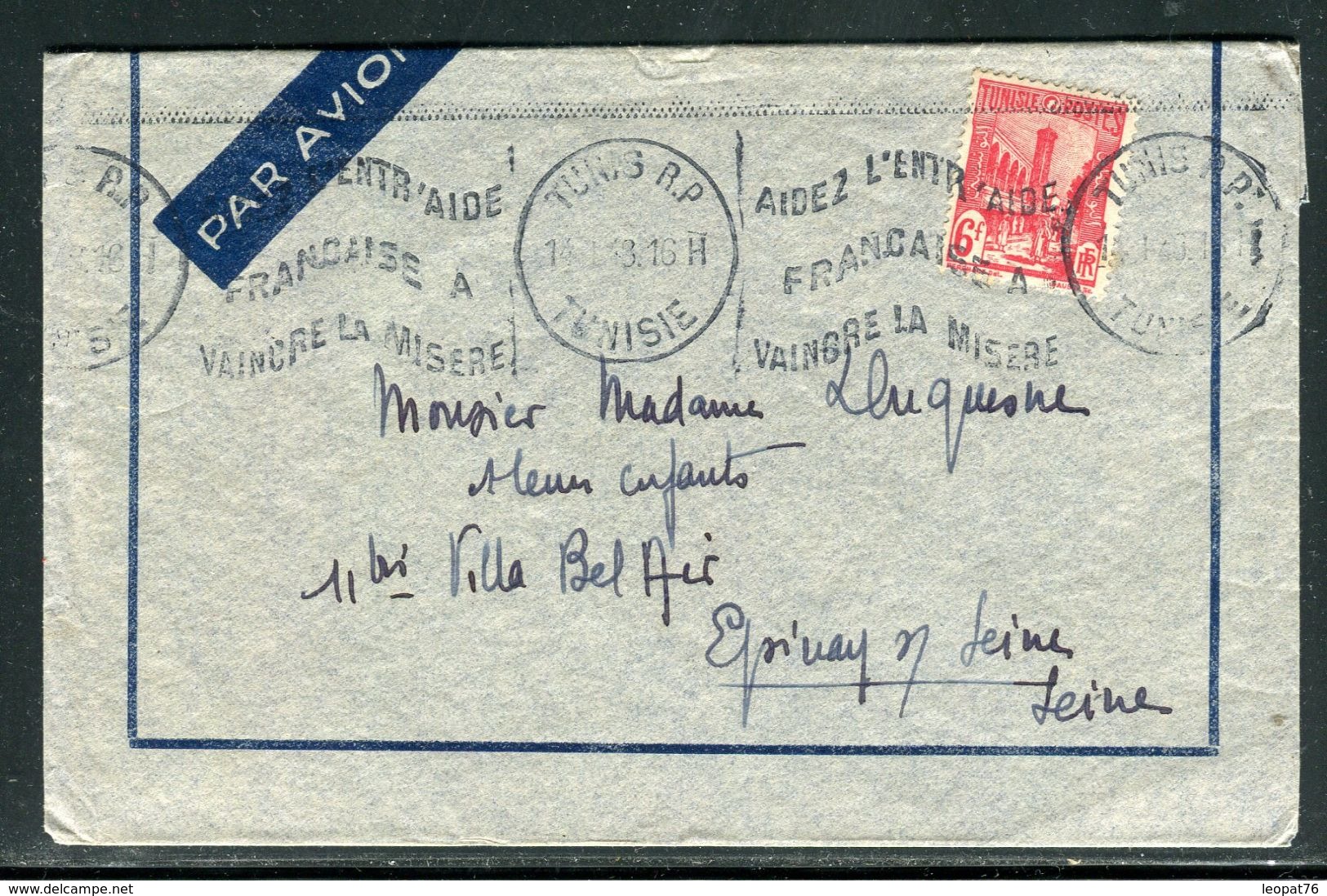 Tunisie - Enveloppe De Tunis Pour Epinay Sur Seine En 1948  - Ref D151 - Covers & Documents