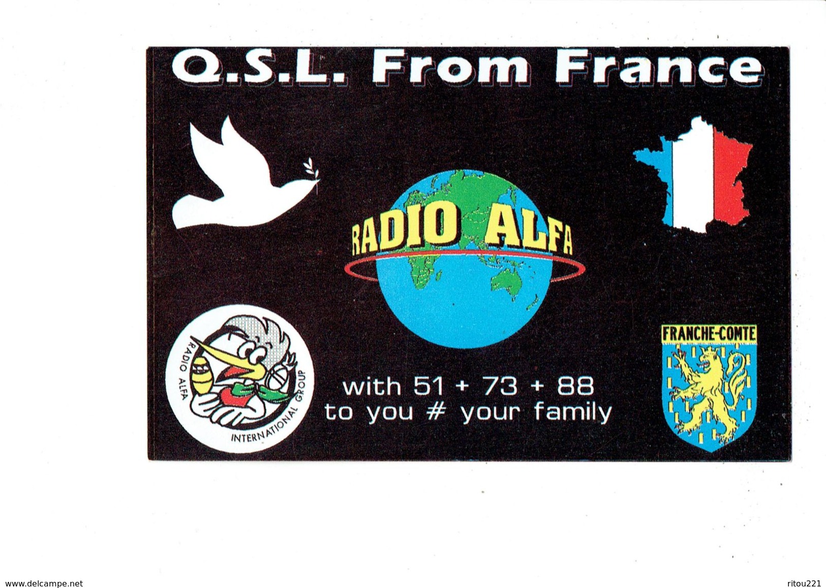 Carte QSL Radio Amateur Woody Woodpecker RADIO ALFA Franche-Comté - - Autres & Non Classés