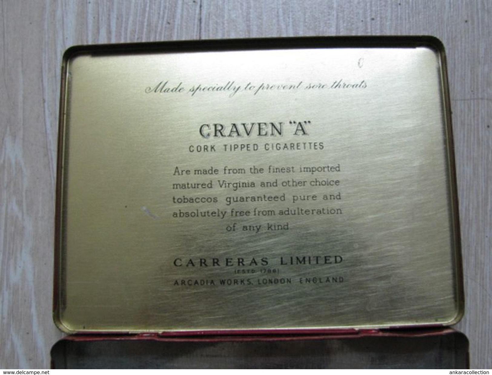 AC - CRAVEN A VIRGINIA CIGARETTES TOBACCO EMPTY TIN BOX FROM TURKEY