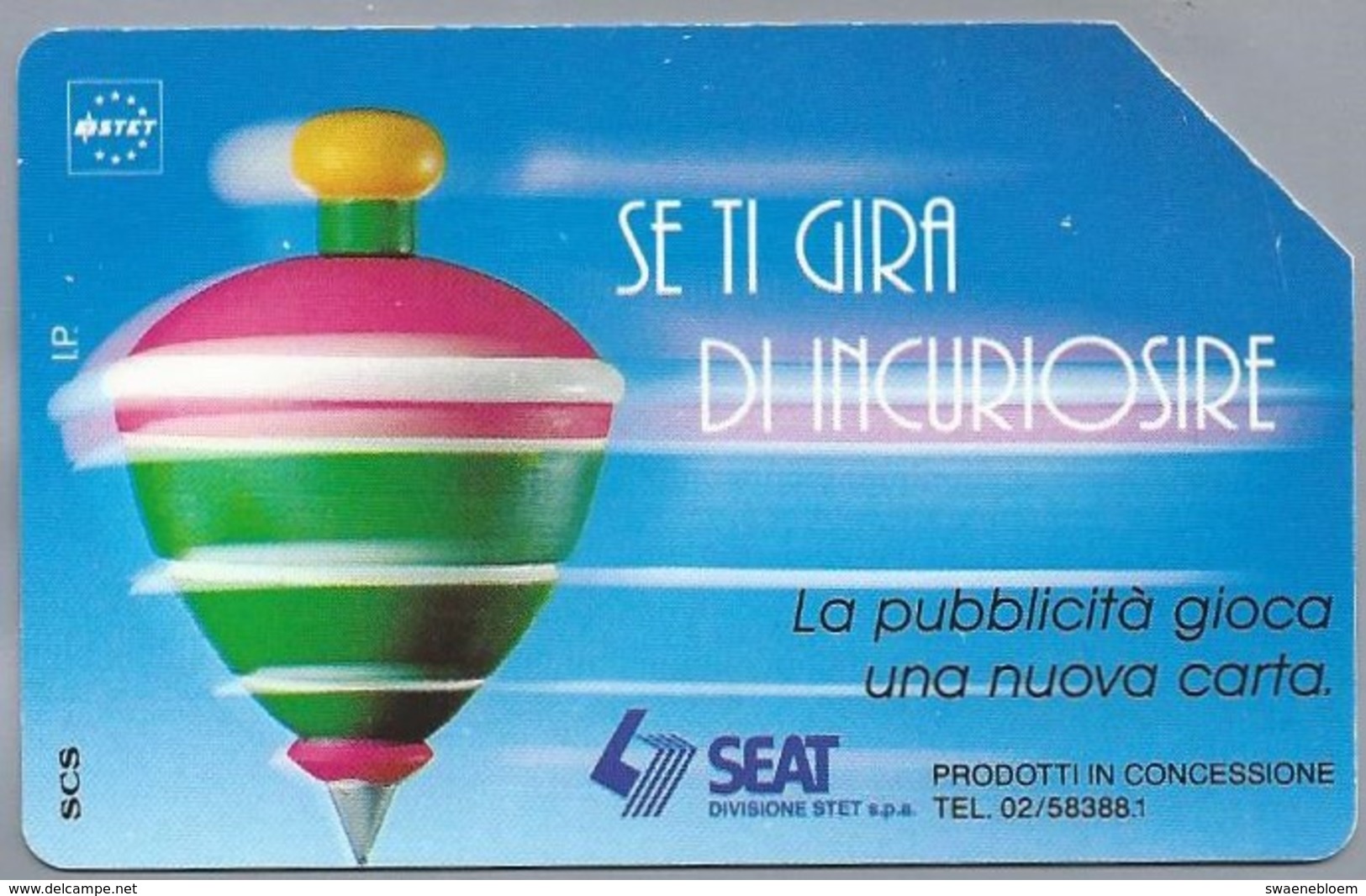 IT.- TELECOM ITALIA. CARTA TELEFONICA. LIRE 5.000. Se Ti Gira Di Incuriosire. SEAT.. 2 Scans - Openbare Reclame