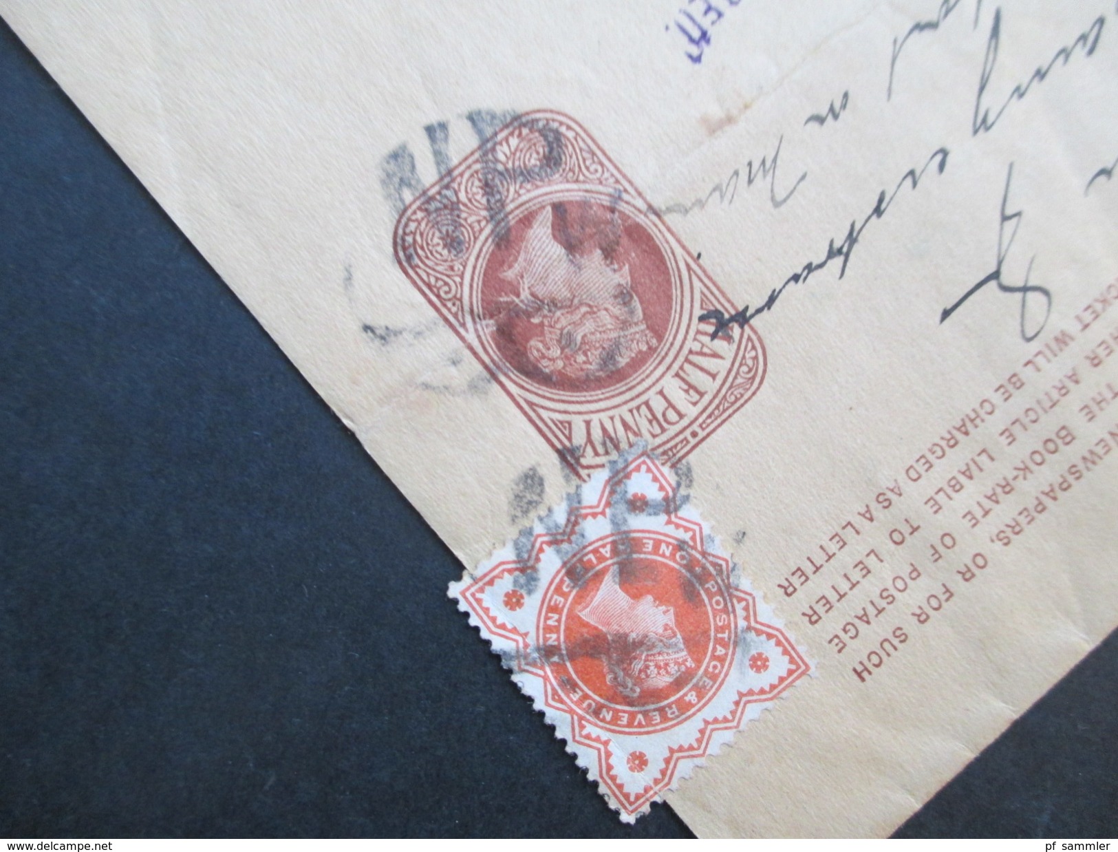 GB Streifband Half Penny Mit Zusatzfrankatur Stempel NP. The New Jagersfontein  Mining And Exploration Company Limited - Lettres & Documents