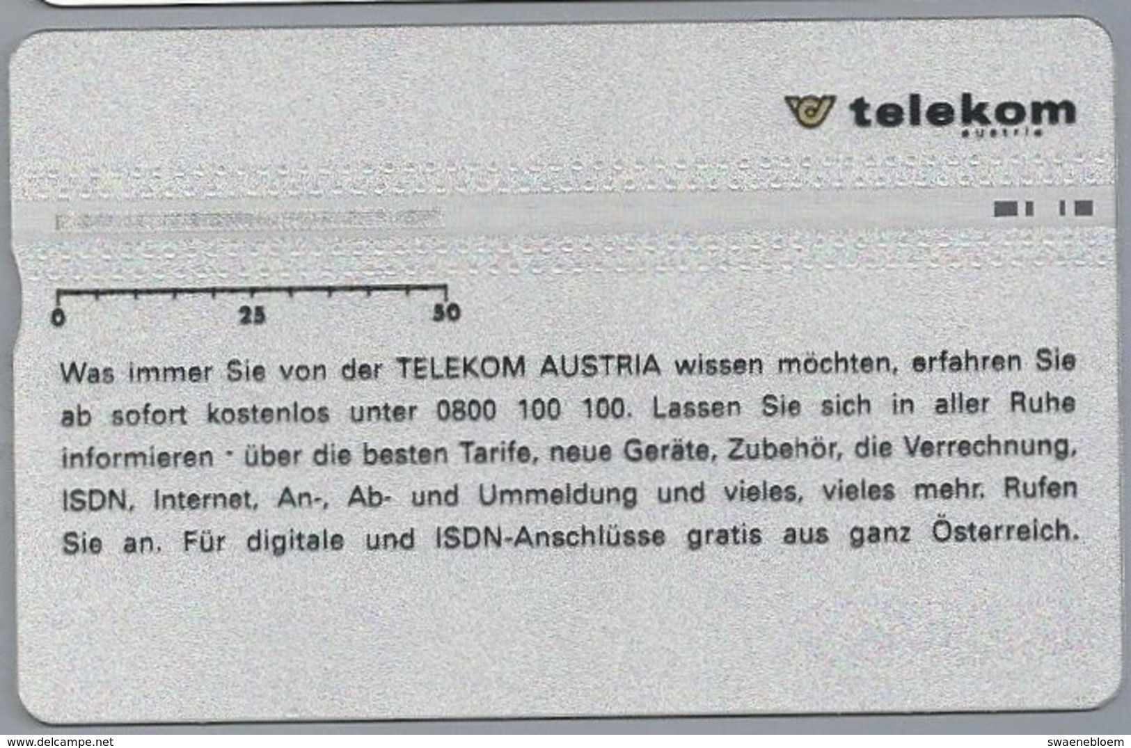 AT.- ÖSTERREICH. TELECOM AUSTRIA. Schon Notiert? 0800 100 100. . 2 Scans - Oostenrijk